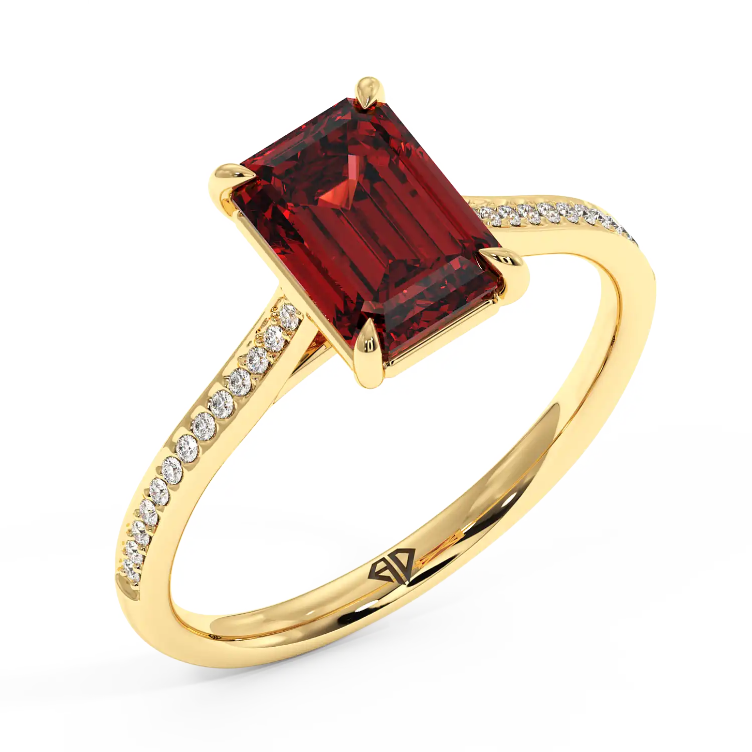 18K Yellow Gold Poppy Pave Engagement Ring