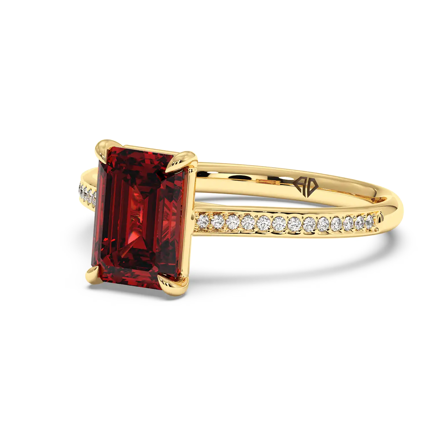 18K Yellow Gold Poppy Pave Engagement Ring