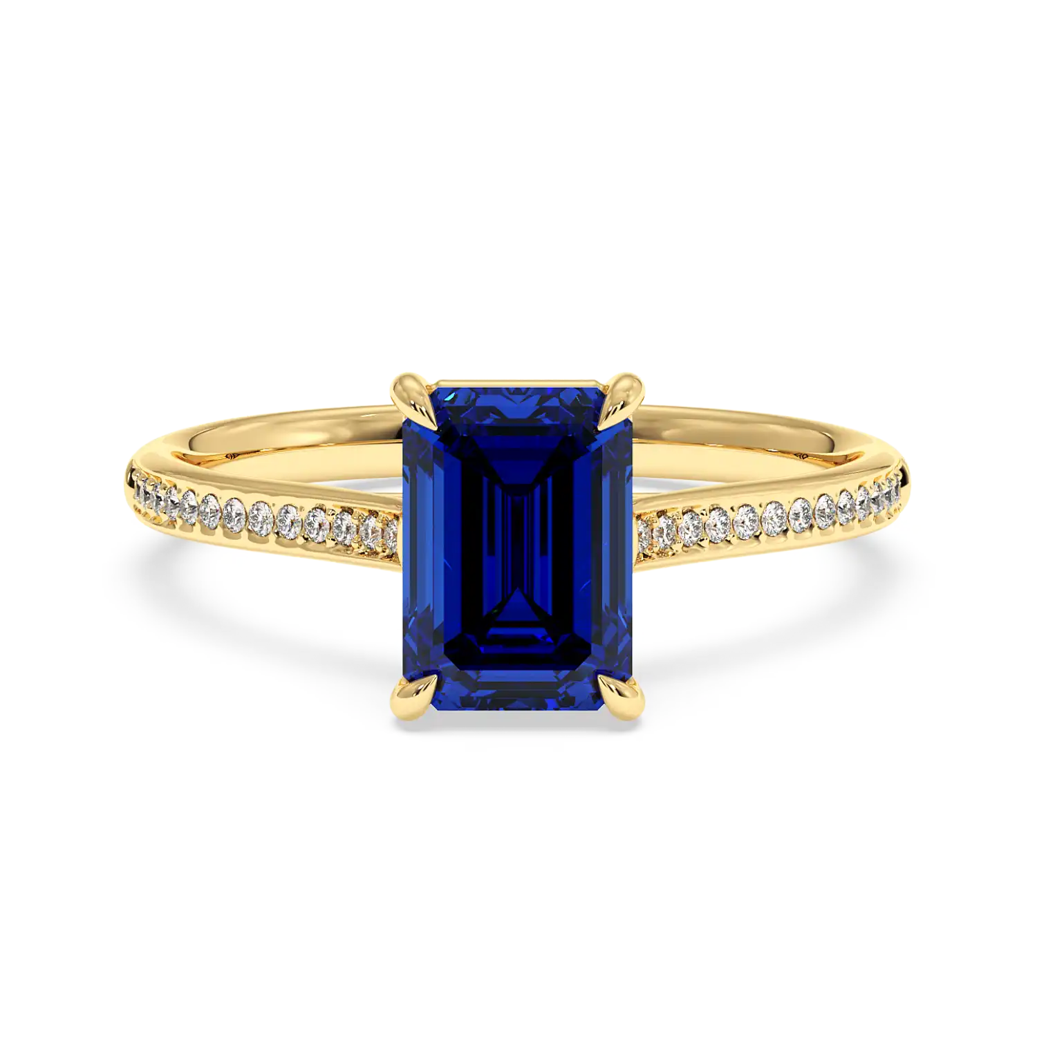 18K Yellow Gold Poppy Pave Engagement Ring