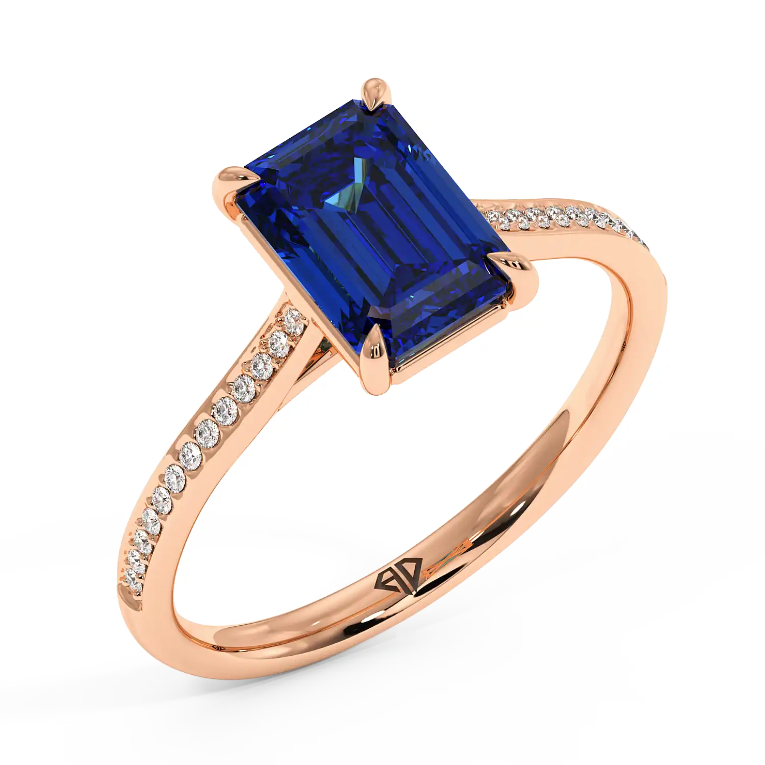 18K Rose Gold Poppy Pave Engagement Ring