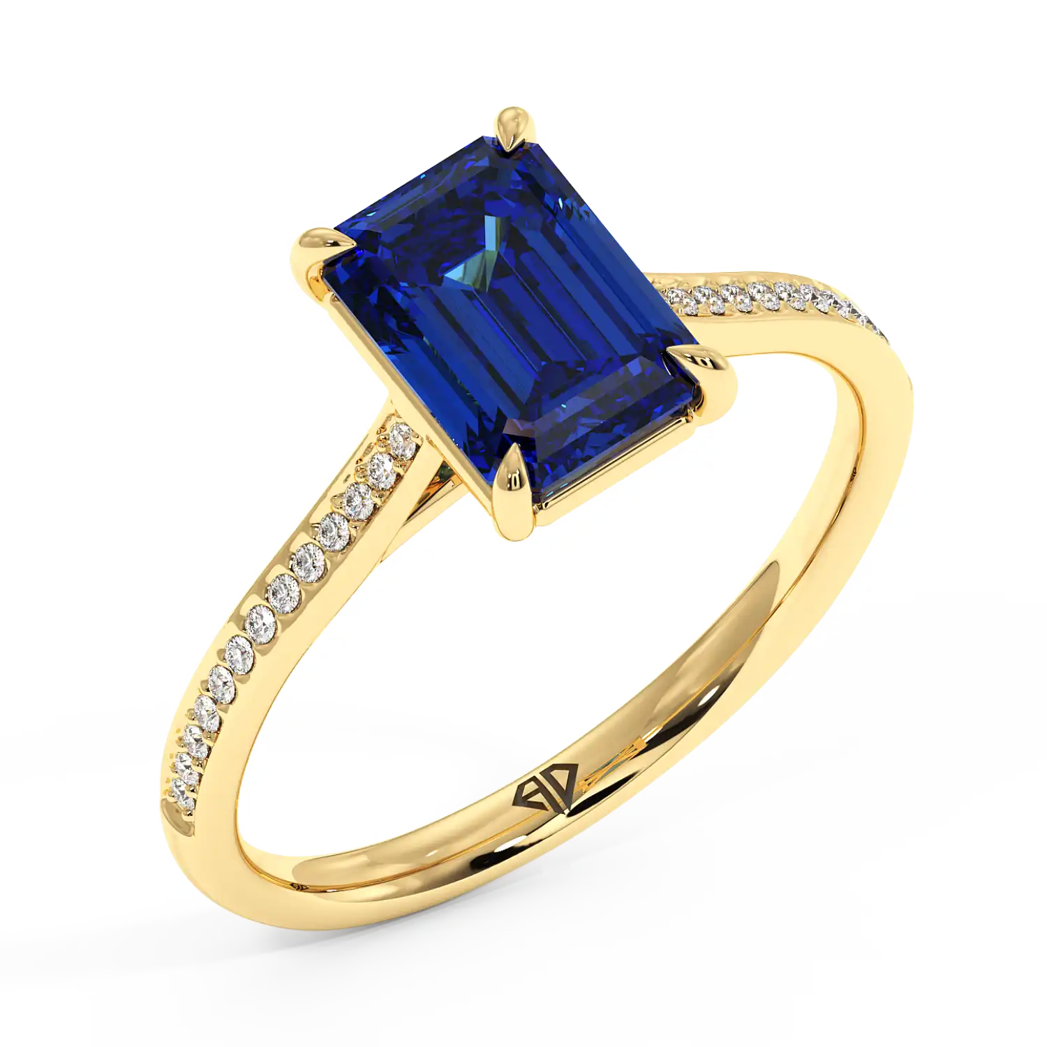 18K Yellow Gold Poppy Pave Engagement Ring