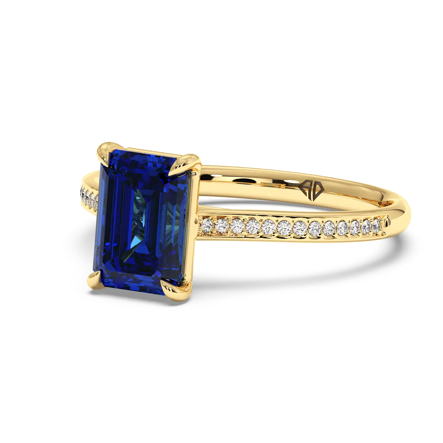 18K Yellow Gold Poppy Pave Engagement Ring