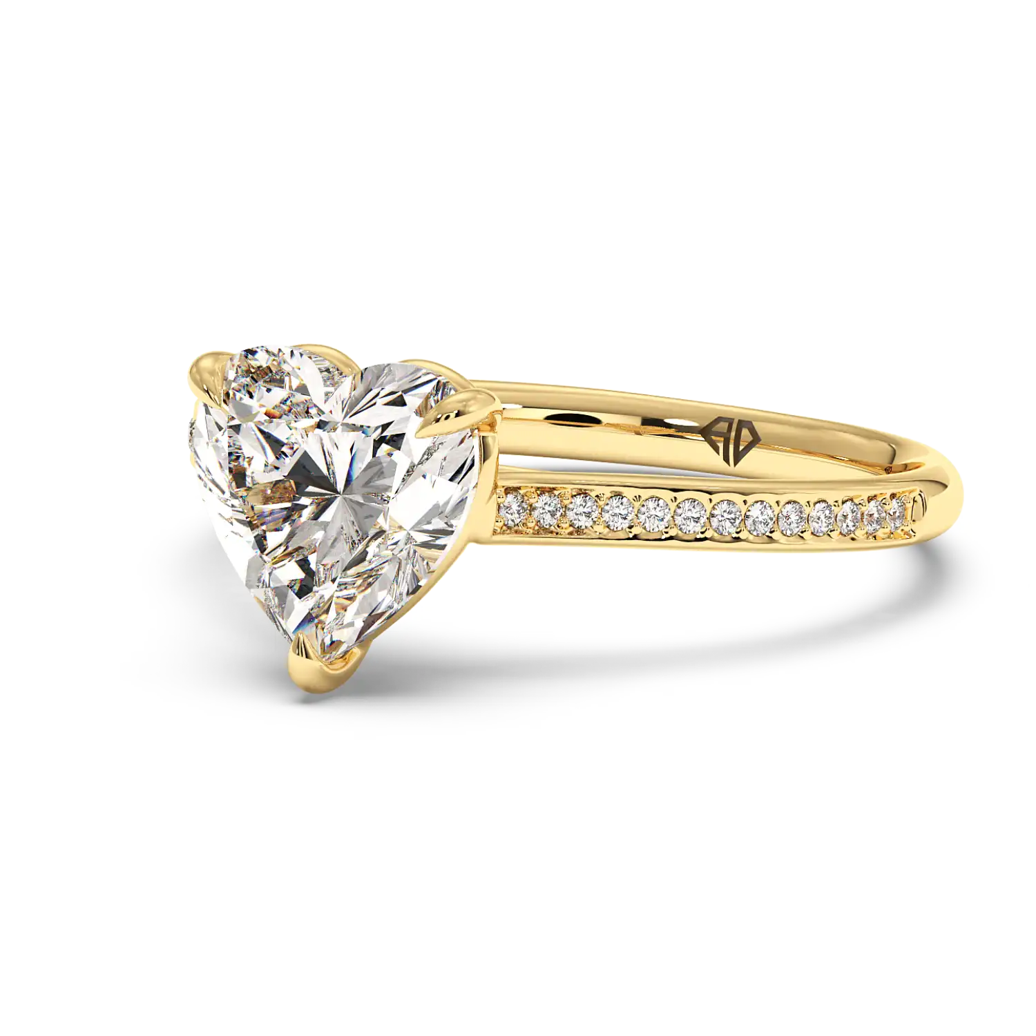 18K Yellow Gold Poppy Pave Engagement Ring