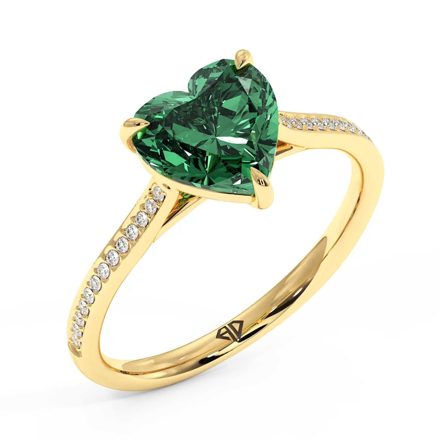 18K Yellow Gold Poppy Pave Engagement Ring