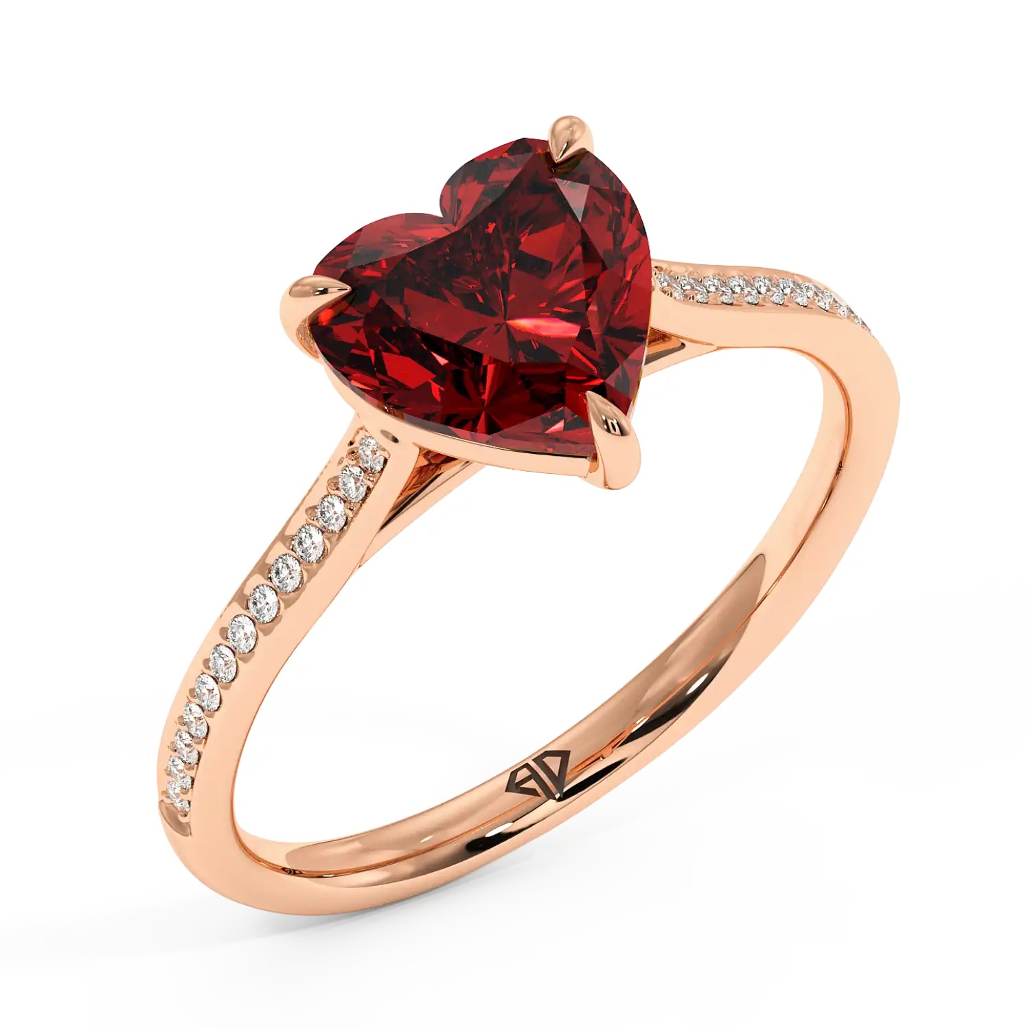 18K Rose Gold Poppy Pave Engagement Ring