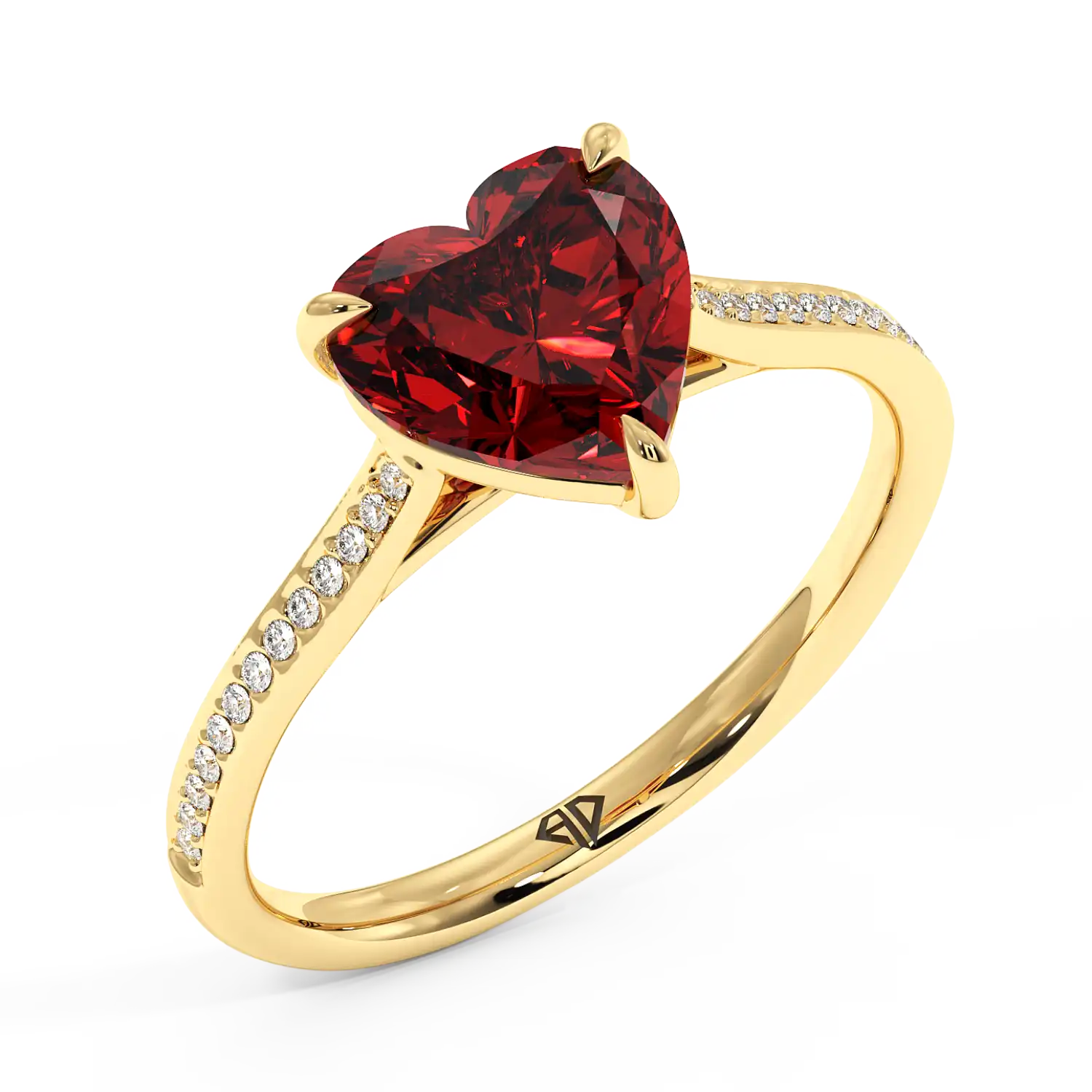 18K Yellow Gold Poppy Pave Engagement Ring