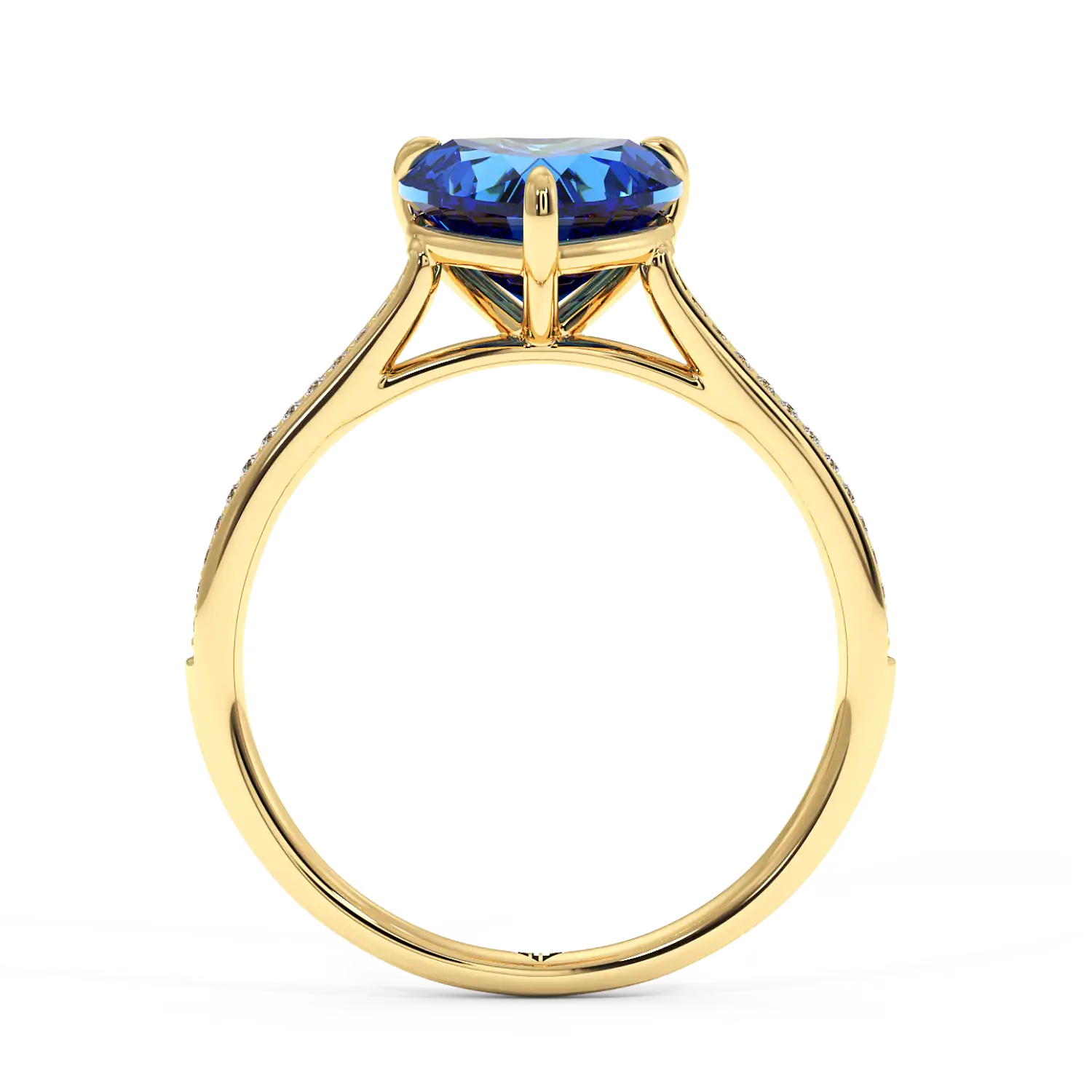 18K Yellow Gold Poppy Pave Engagement Ring