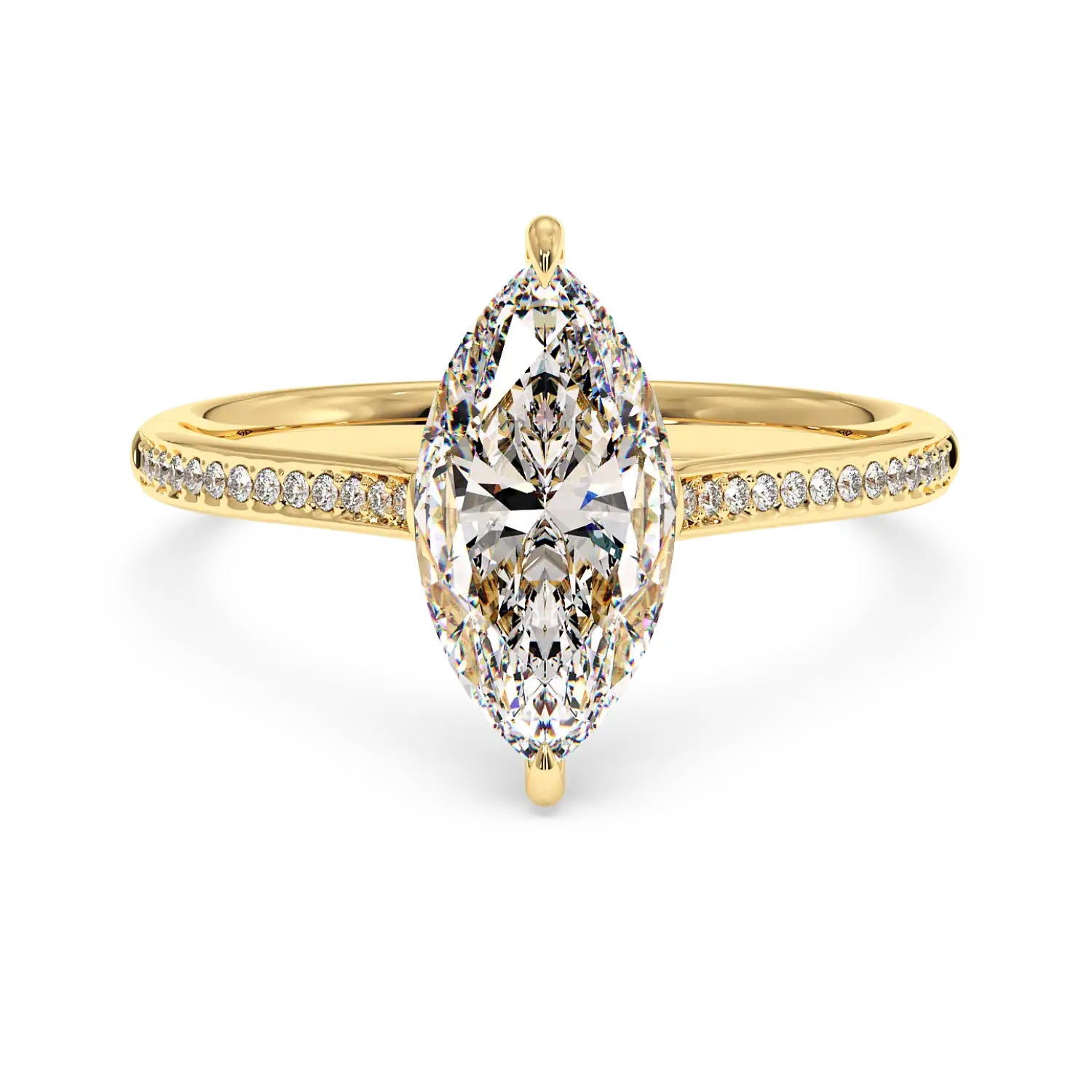 18K Yellow Gold Poppy Pave Engagement Ring