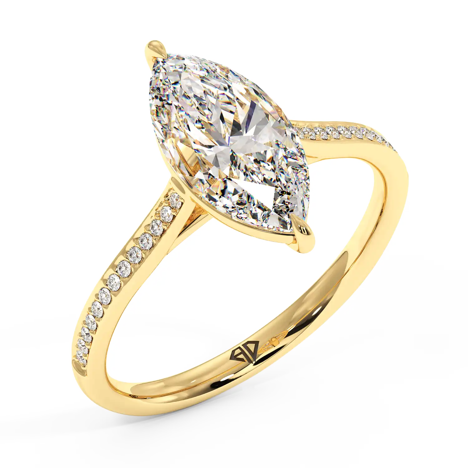 18K Yellow Gold Poppy Pave Engagement Ring
