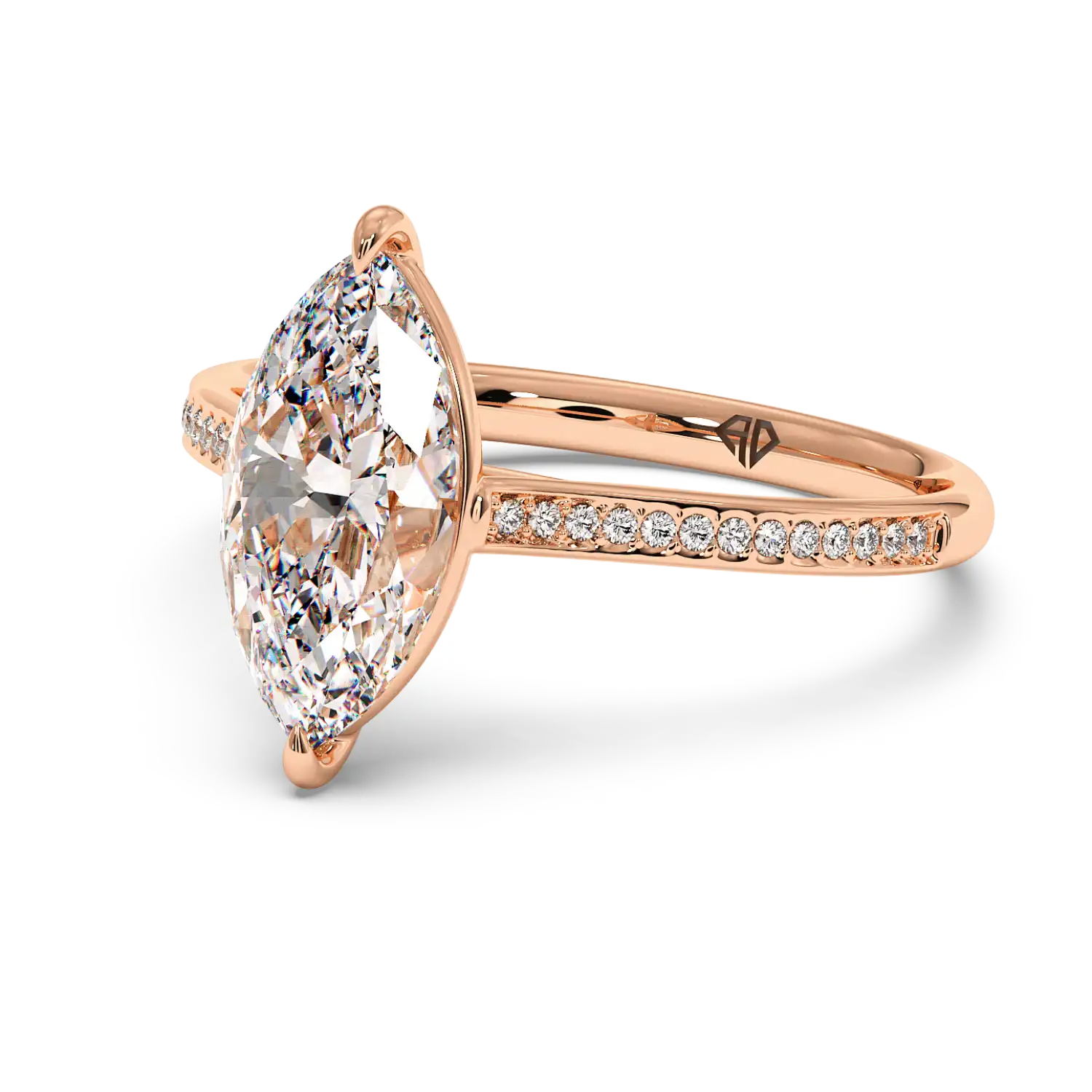 18K Rose Gold Poppy Pave Engagement Ring