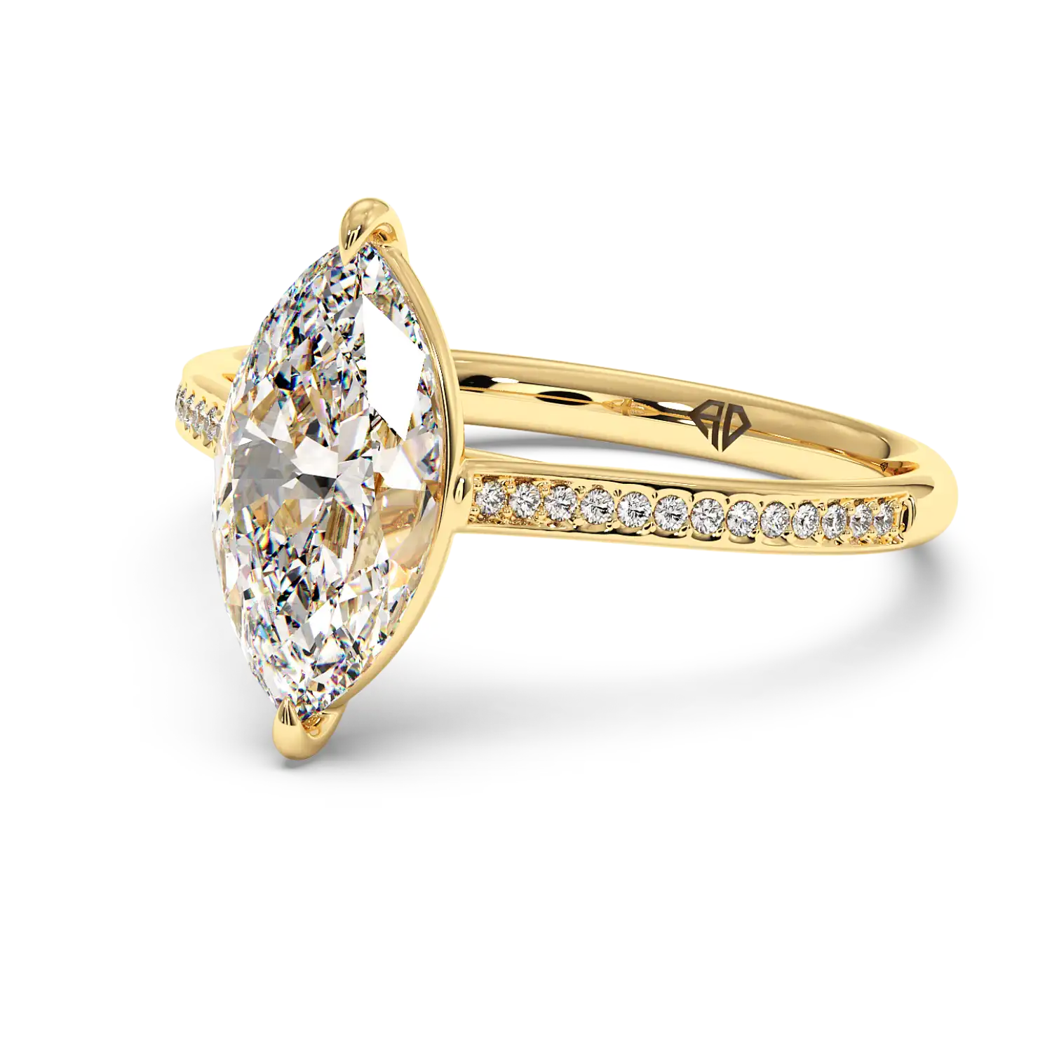 18K Yellow Gold Poppy Pave Engagement Ring