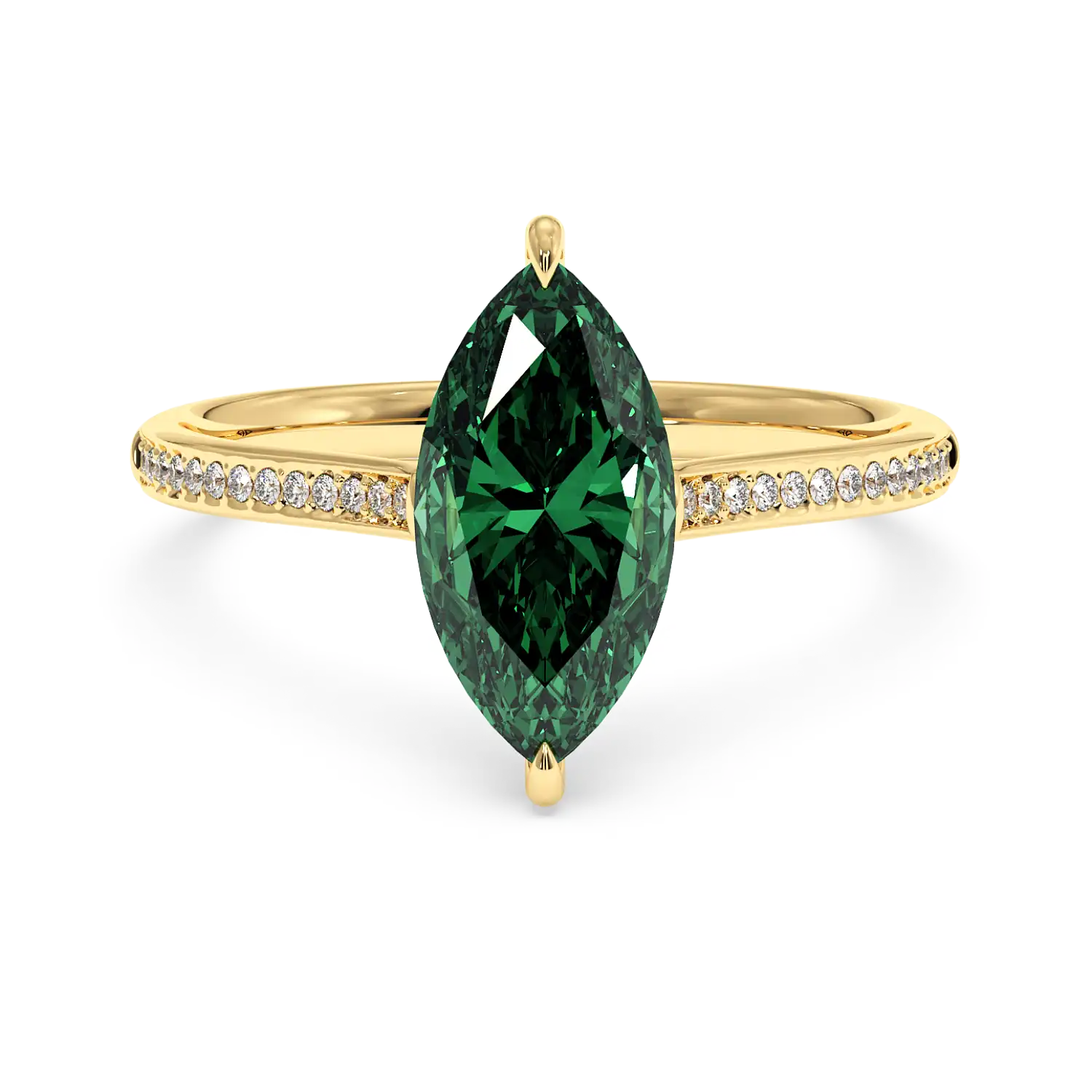 18K Yellow Gold Poppy Pave Engagement Ring