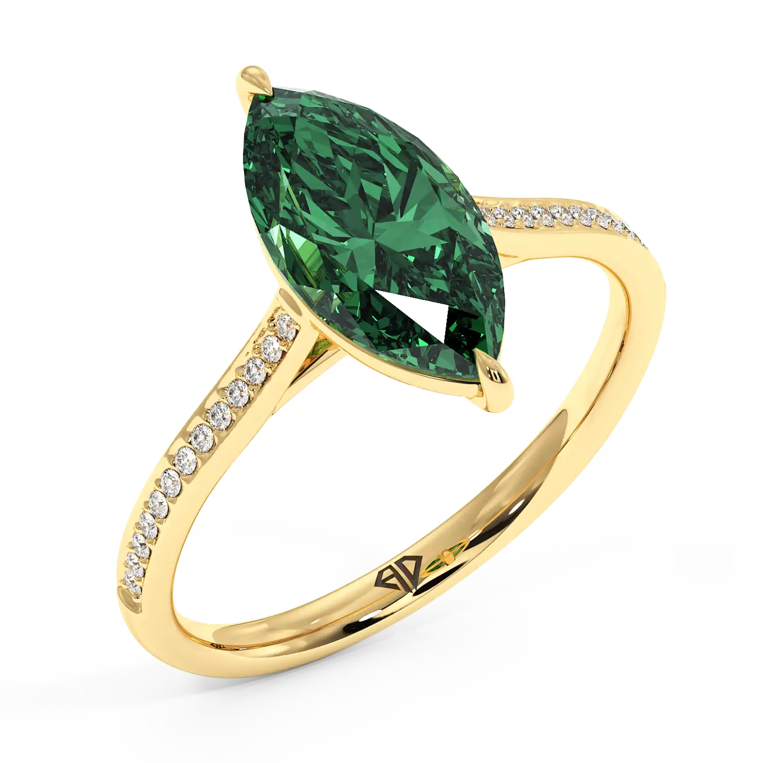 18K Yellow Gold Poppy Pave Engagement Ring