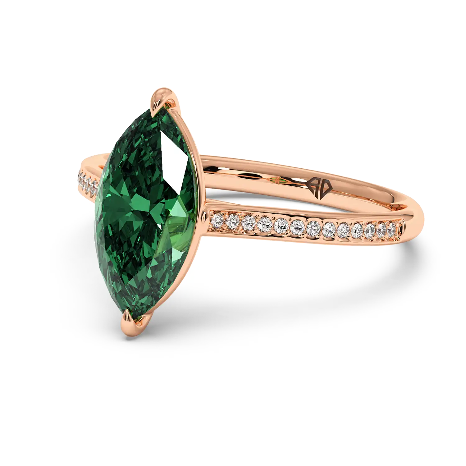 18K Rose Gold Poppy Pave Engagement Ring