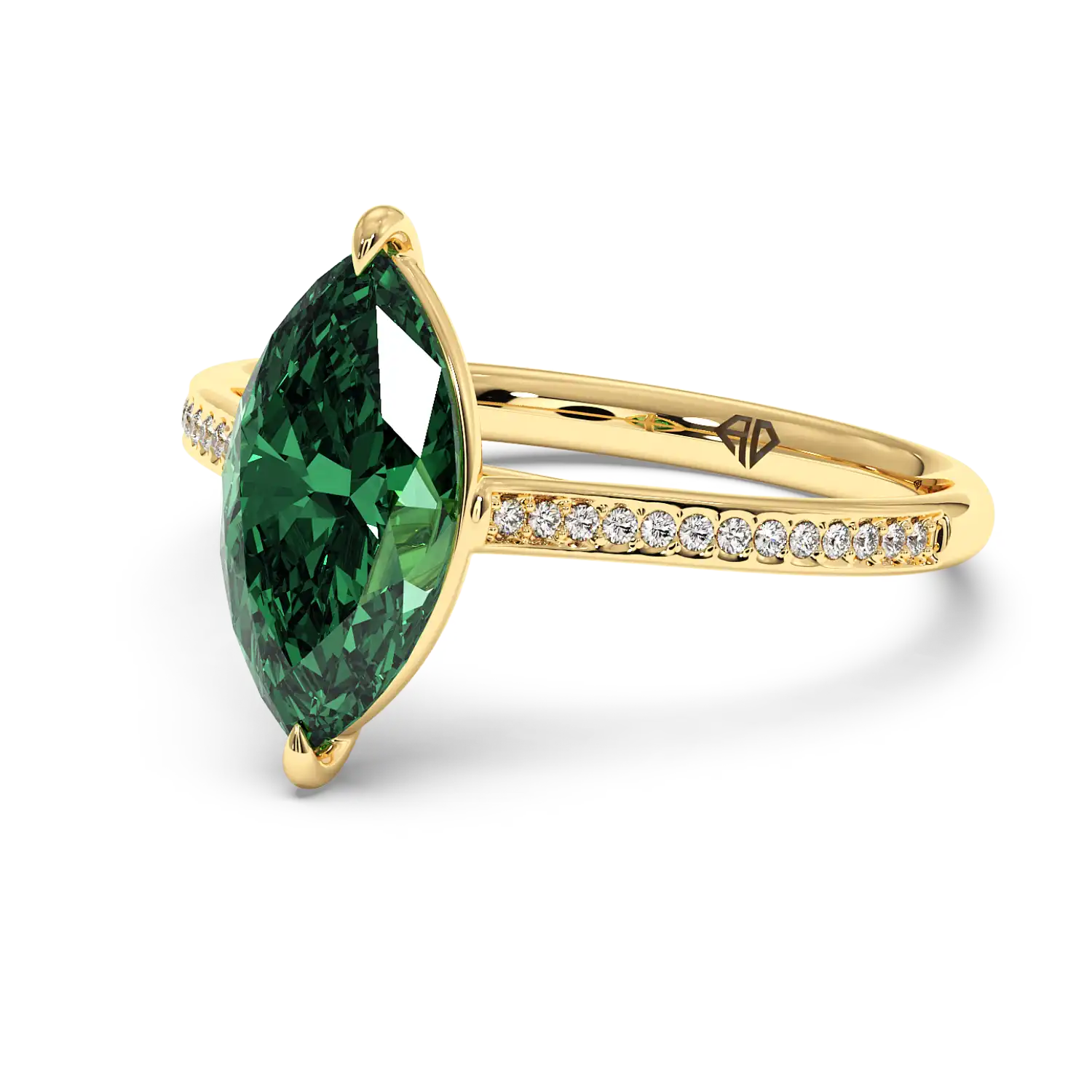 18K Yellow Gold Poppy Pave Engagement Ring