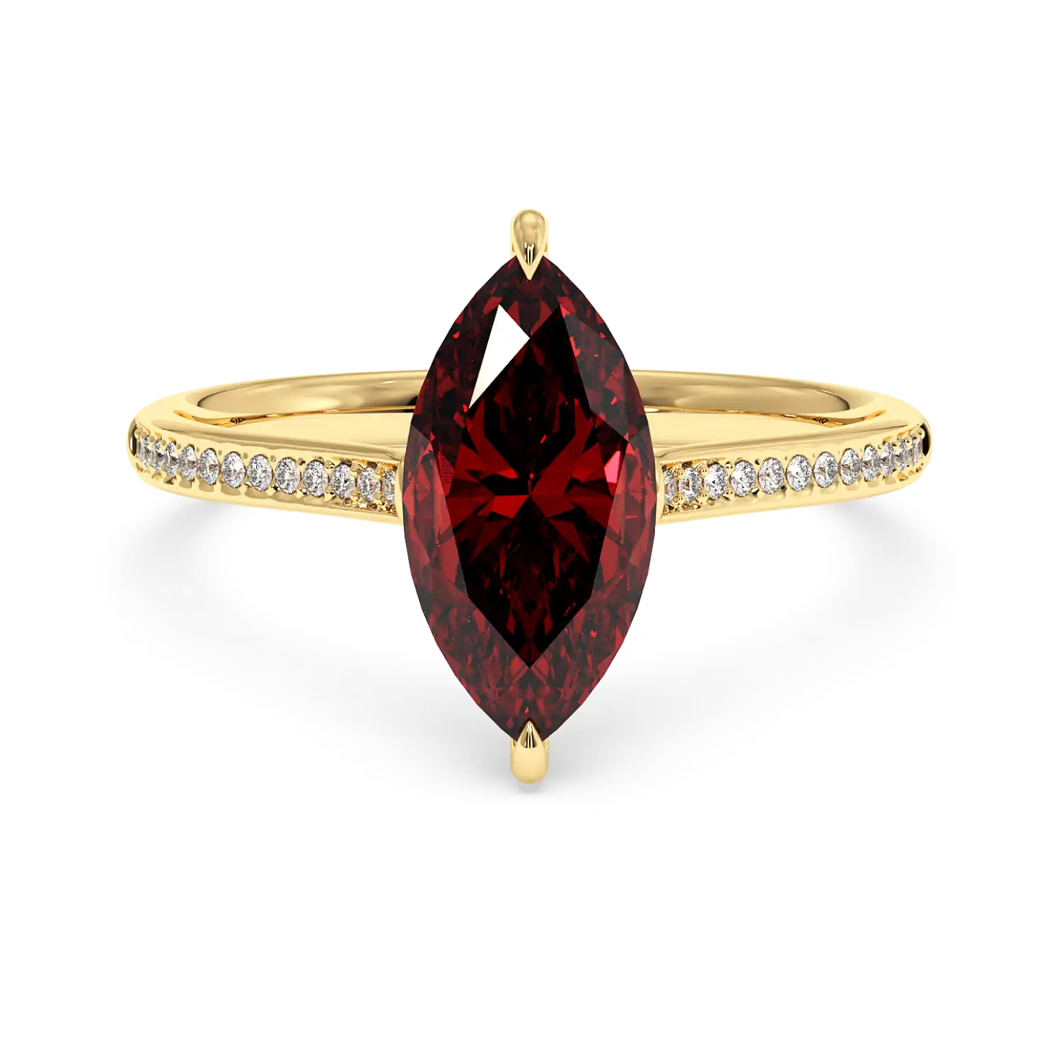 18K Yellow Gold Poppy Pave Engagement Ring