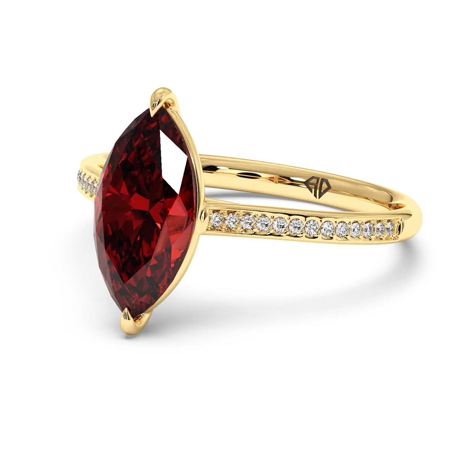 18K Yellow Gold Poppy Pave Engagement Ring