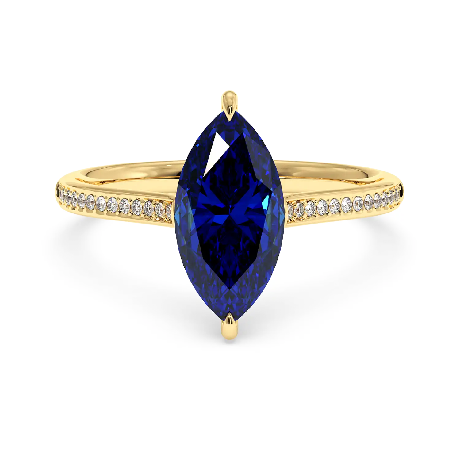 18K Yellow Gold Poppy Pave Engagement Ring