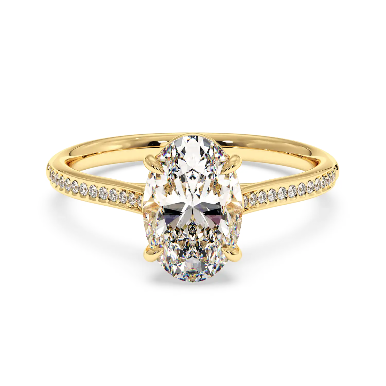 18K Yellow Gold Poppy Pave Engagement Ring