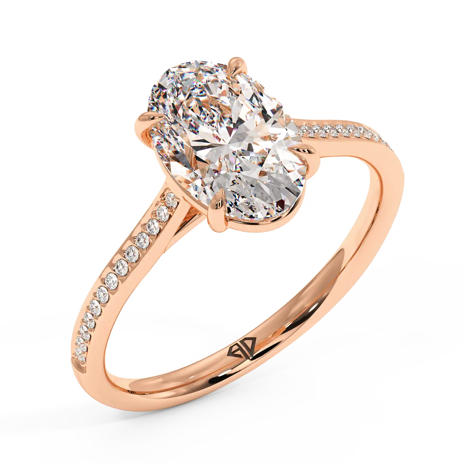 18K Rose Gold Poppy Pave Engagement Ring
