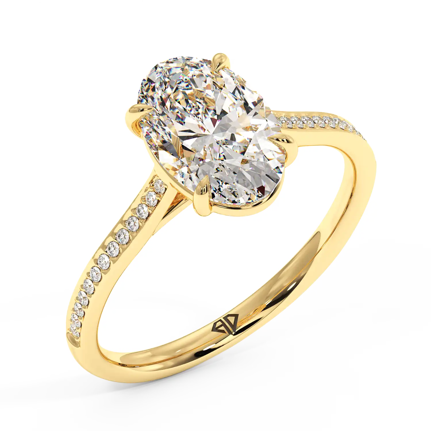 18K Yellow Gold Poppy Pave Engagement Ring