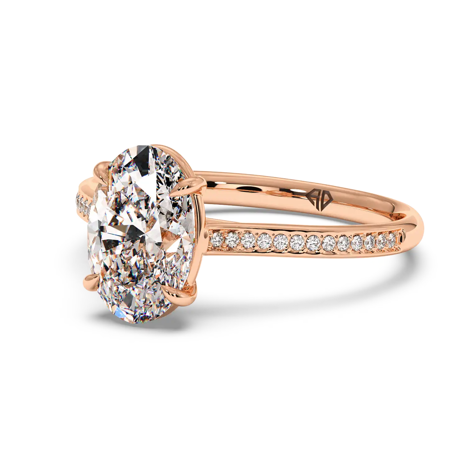 18K Rose Gold Poppy Pave Engagement Ring
