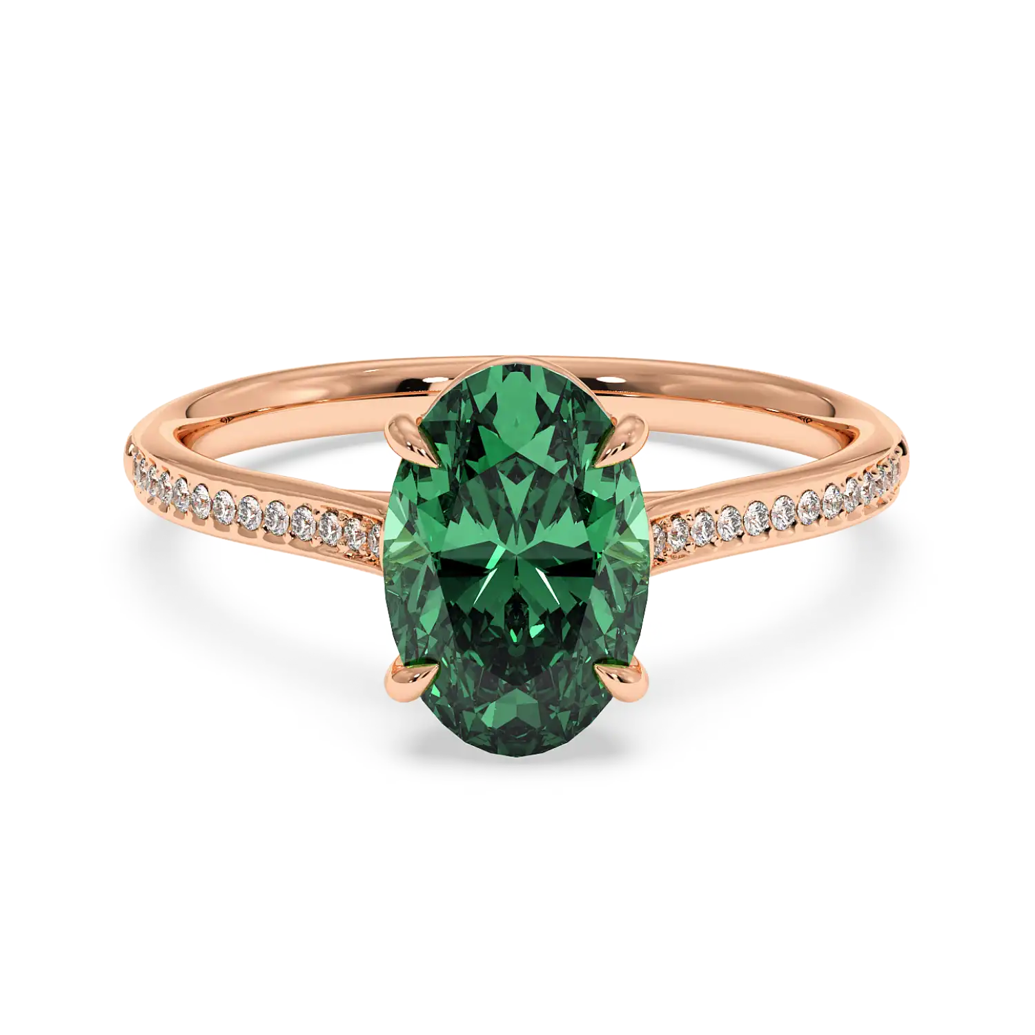 18K Rose Gold Poppy Pave Engagement Ring