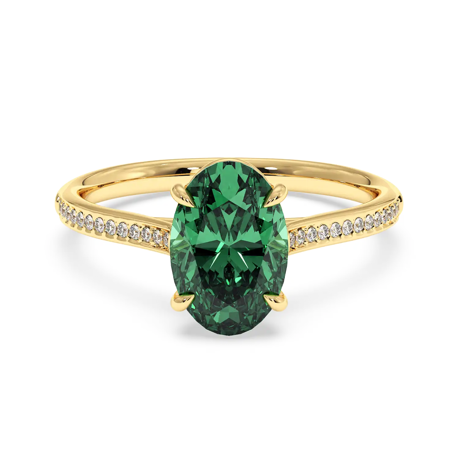 18K Yellow Gold Poppy Pave Engagement Ring