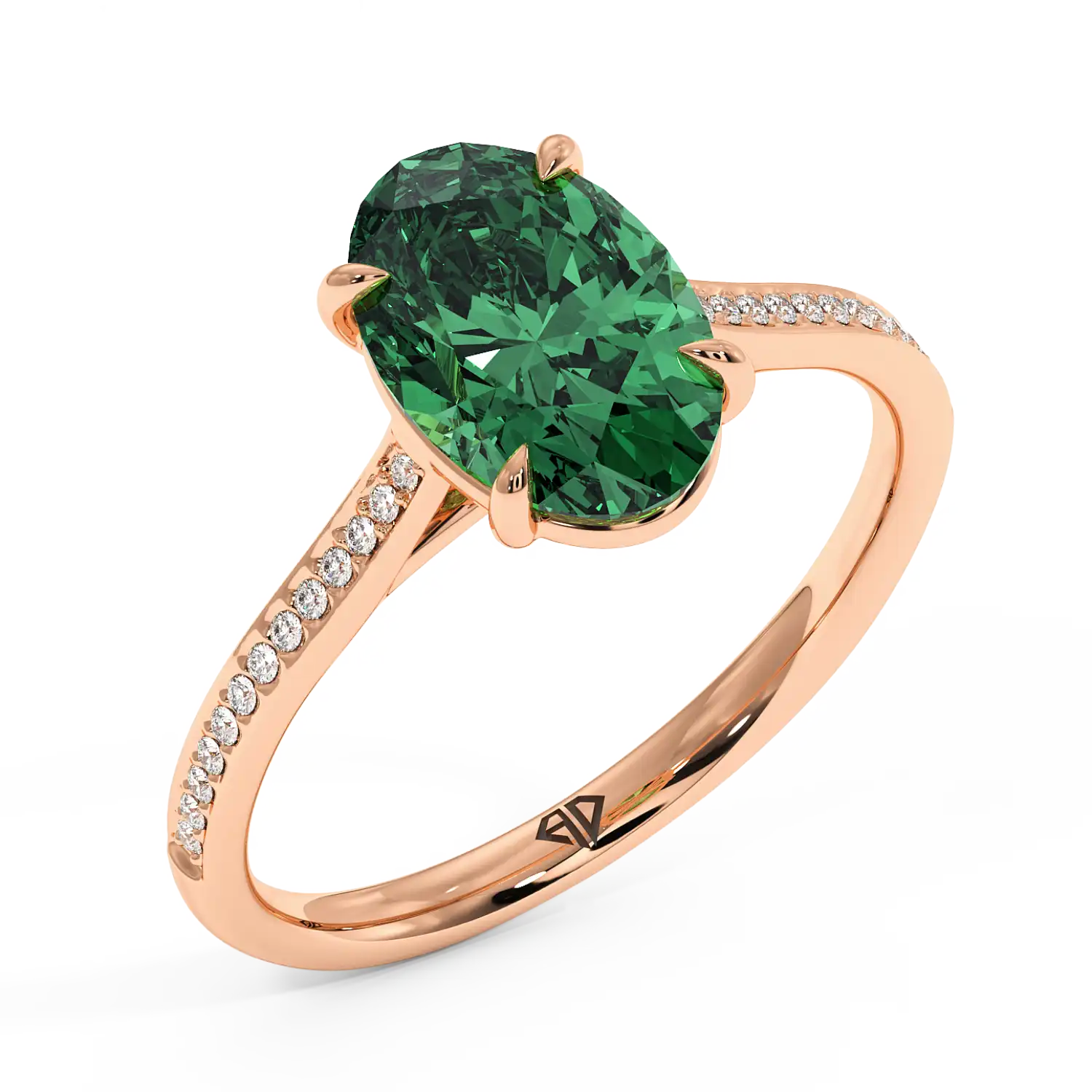 18K Rose Gold Poppy Pave Engagement Ring