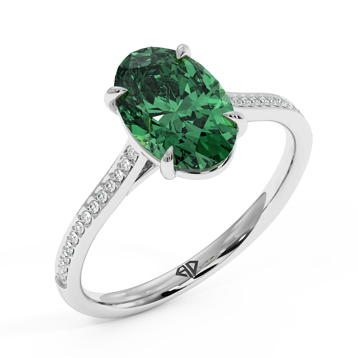 18K White Gold Poppy Pave Engagement Ring