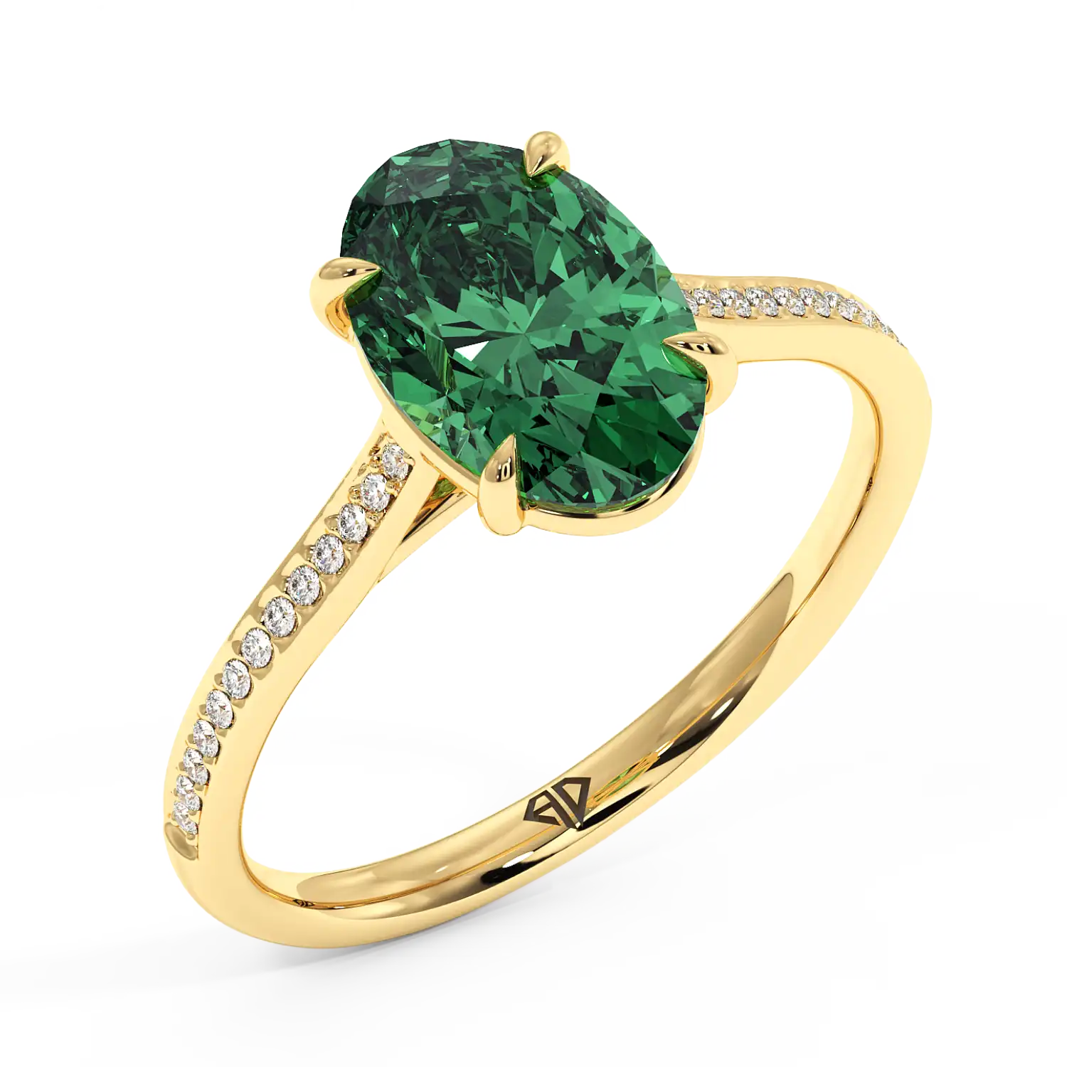 18K Yellow Gold Poppy Pave Engagement Ring