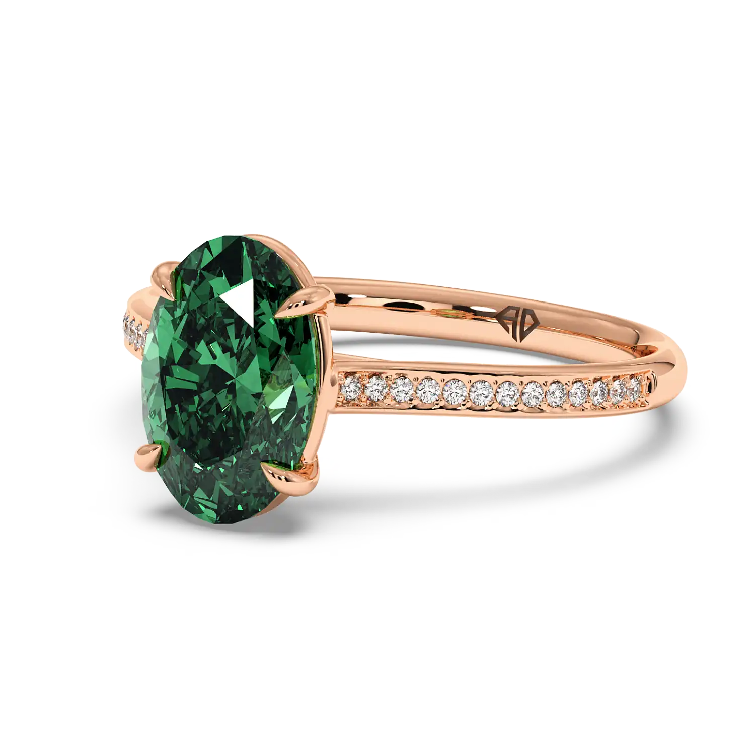 18K Rose Gold Poppy Pave Engagement Ring