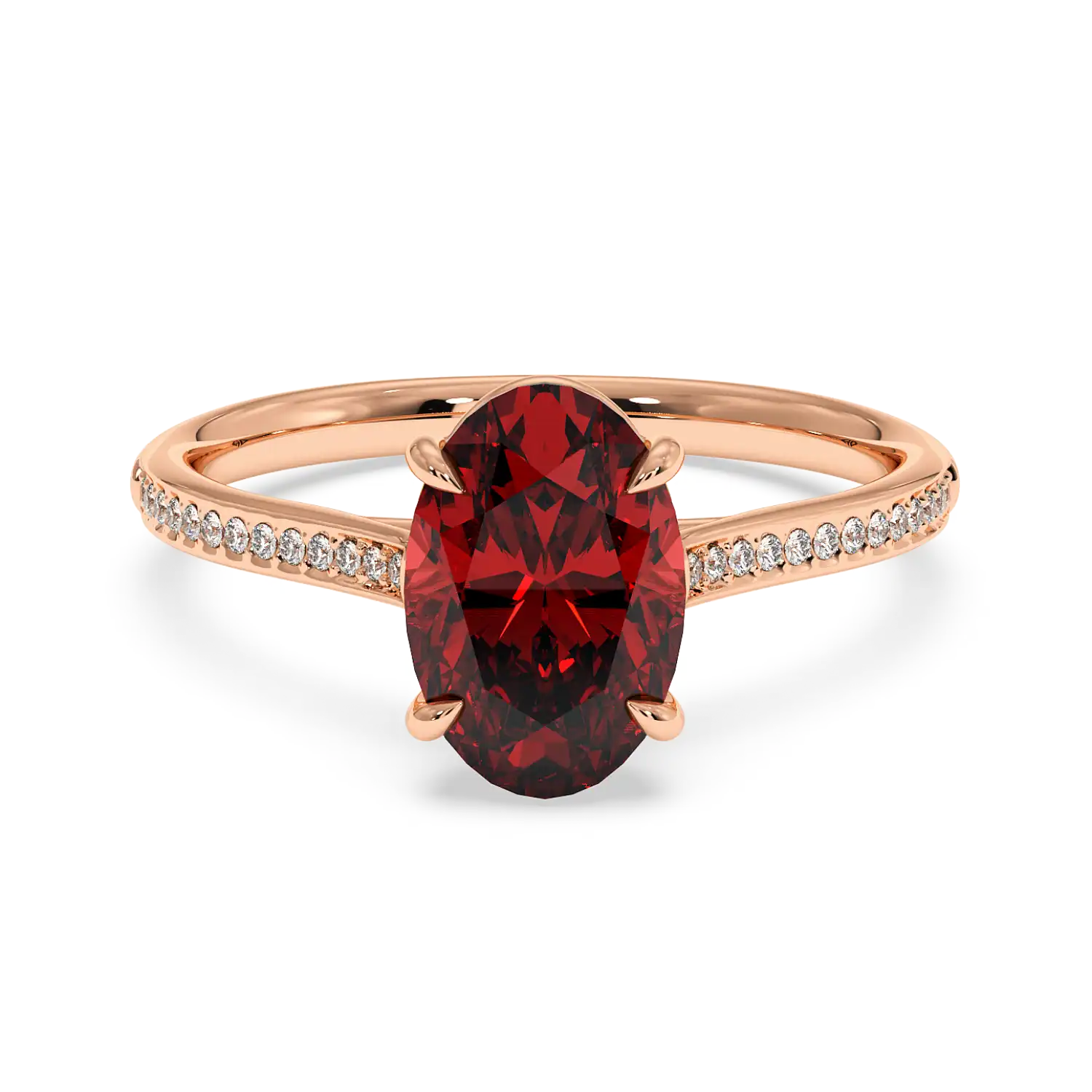 18K Rose Gold Poppy Pave Engagement Ring