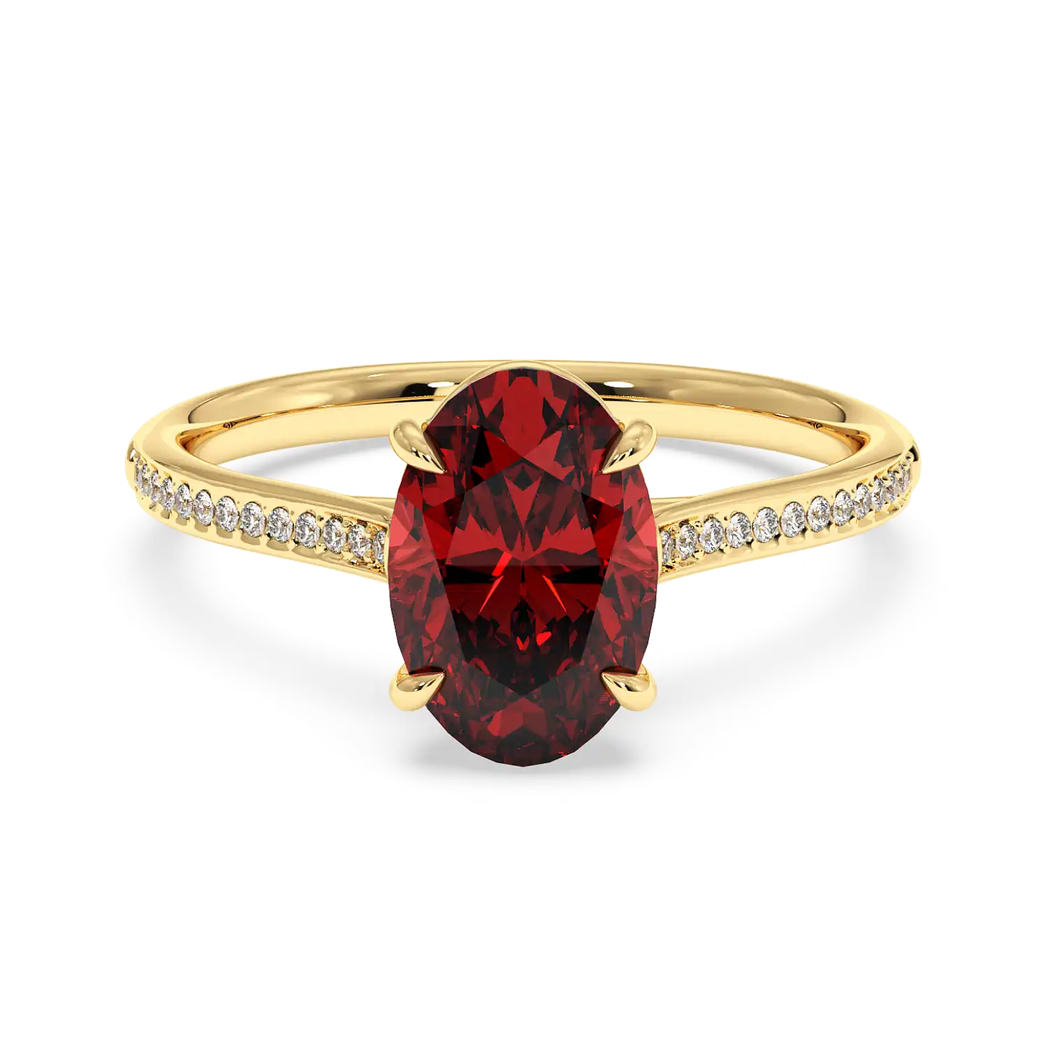 18K Yellow Gold Poppy Pave Engagement Ring