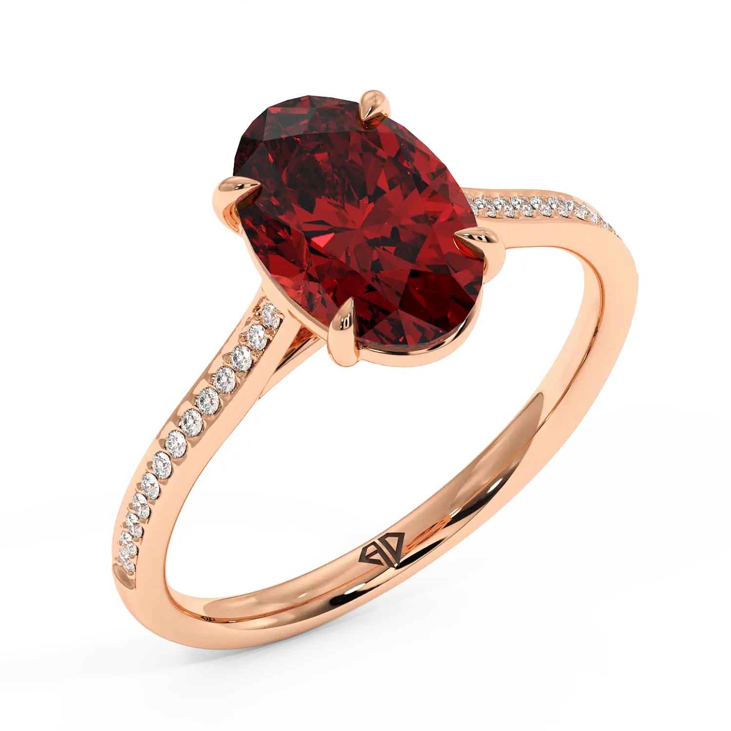 18K Rose Gold Poppy Pave Engagement Ring