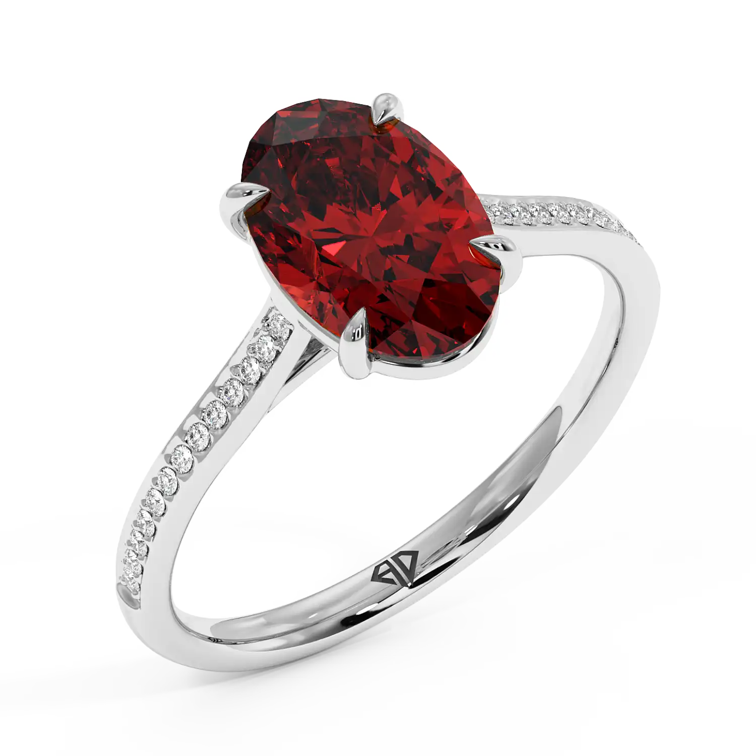 Platinum Poppy Pave Engagement Ring
