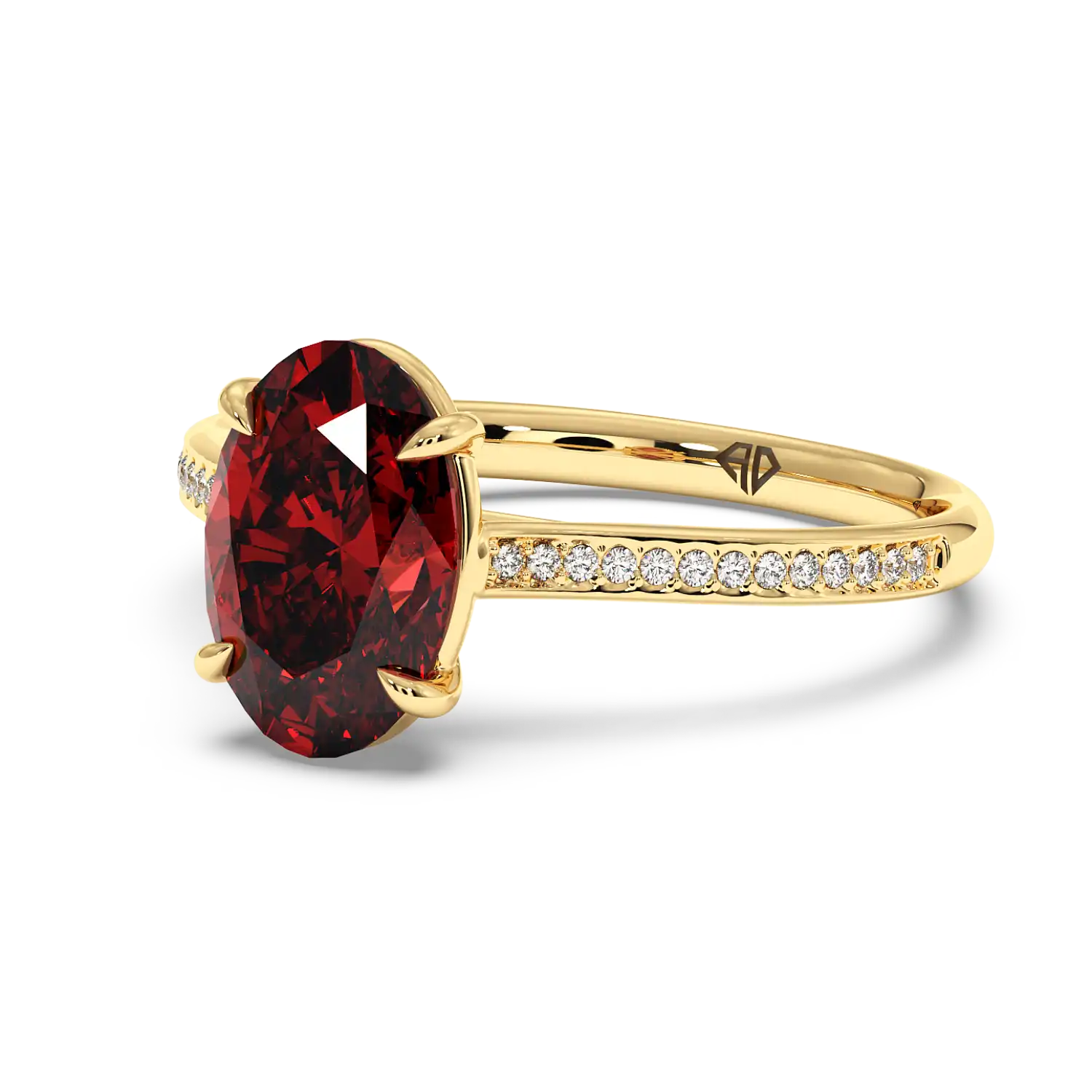 18K Yellow Gold Poppy Pave Engagement Ring