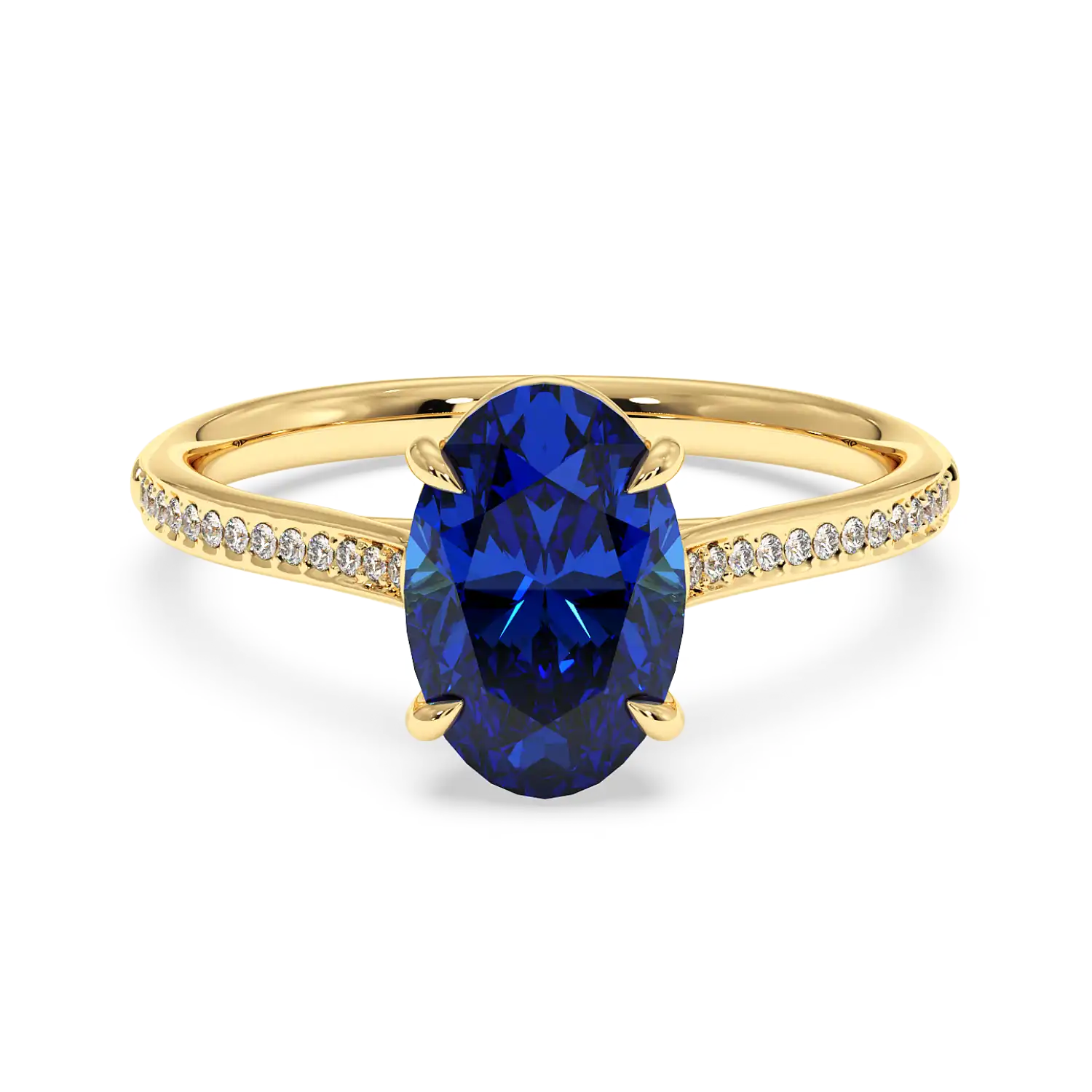 18K Yellow Gold Poppy Pave Engagement Ring