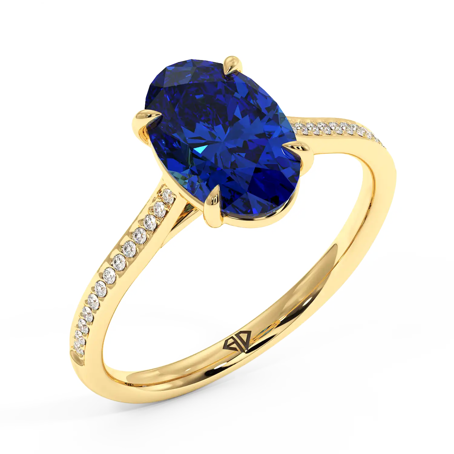 18K Yellow Gold Poppy Pave Engagement Ring