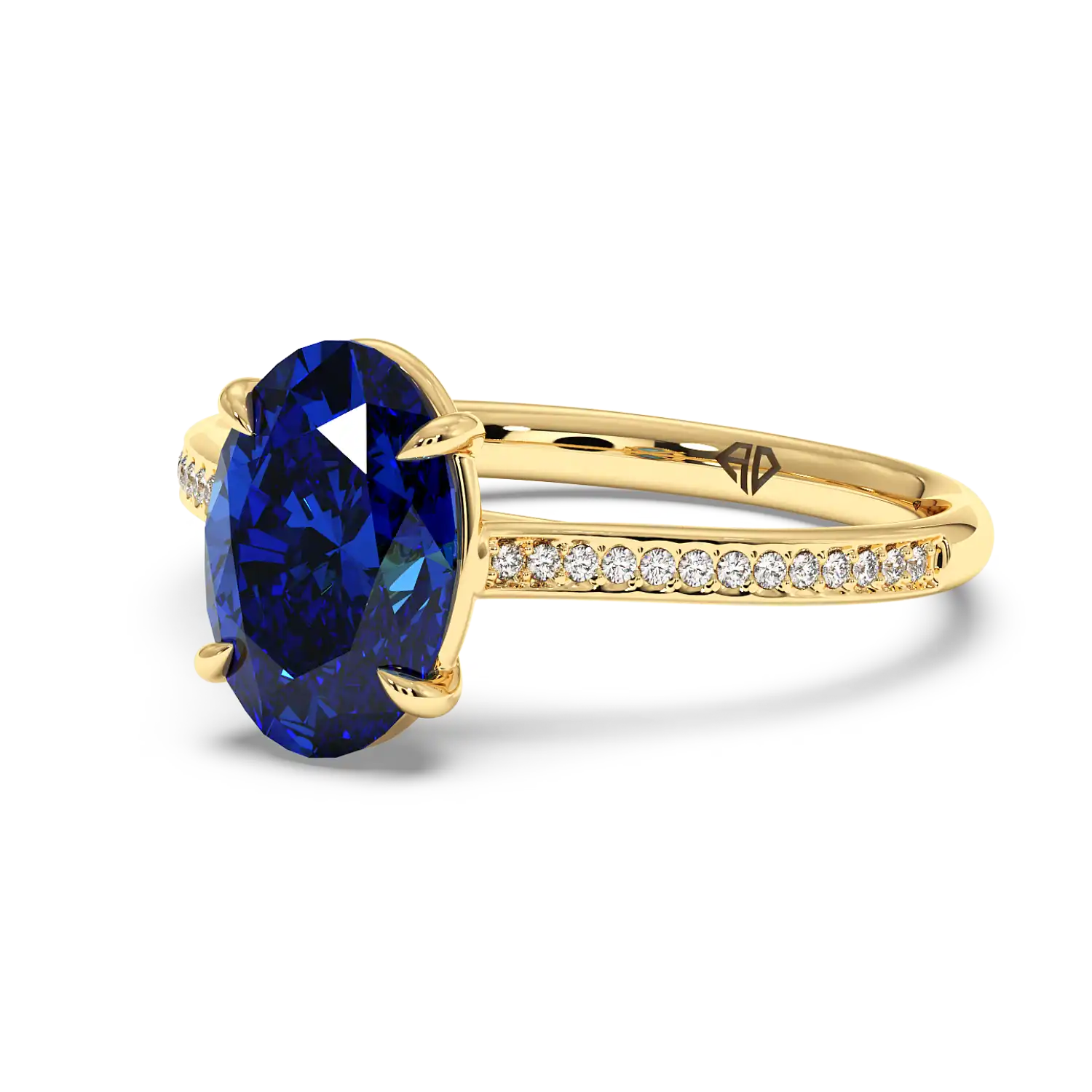 18K Yellow Gold Poppy Pave Engagement Ring