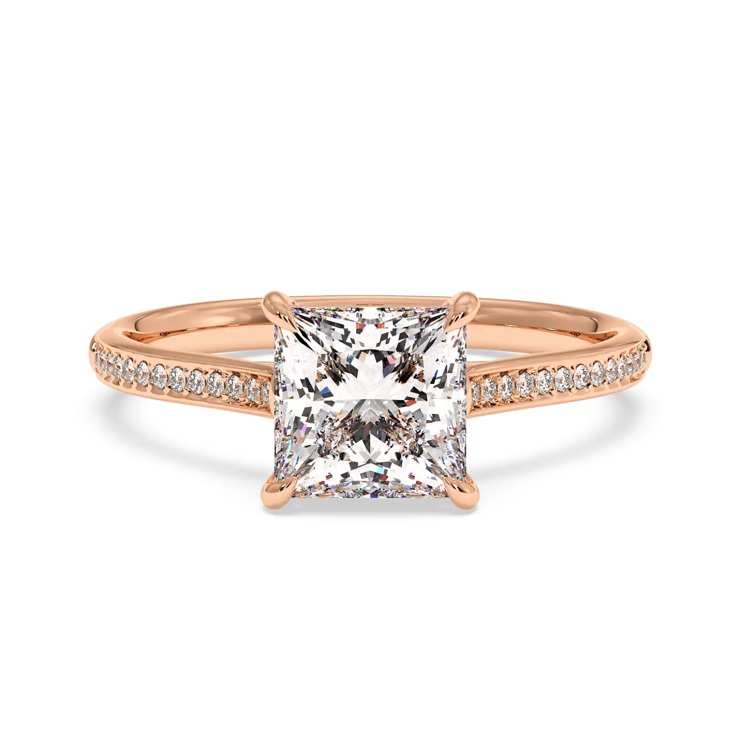 18K Rose Gold Poppy Pave Engagement Ring