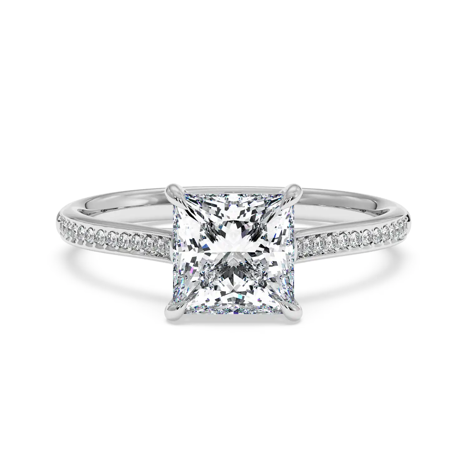 Platinum Poppy Pave Engagement Ring