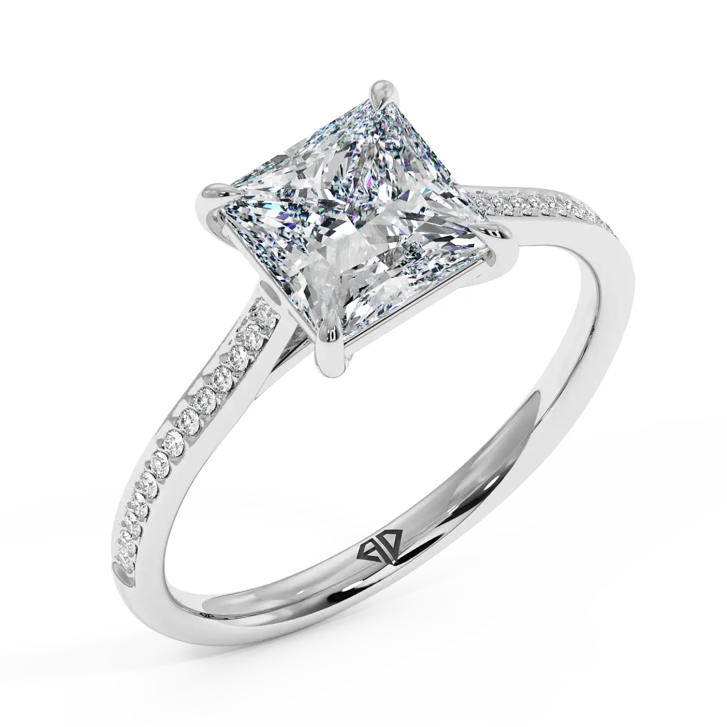 Platinum Poppy Pave Engagement Ring