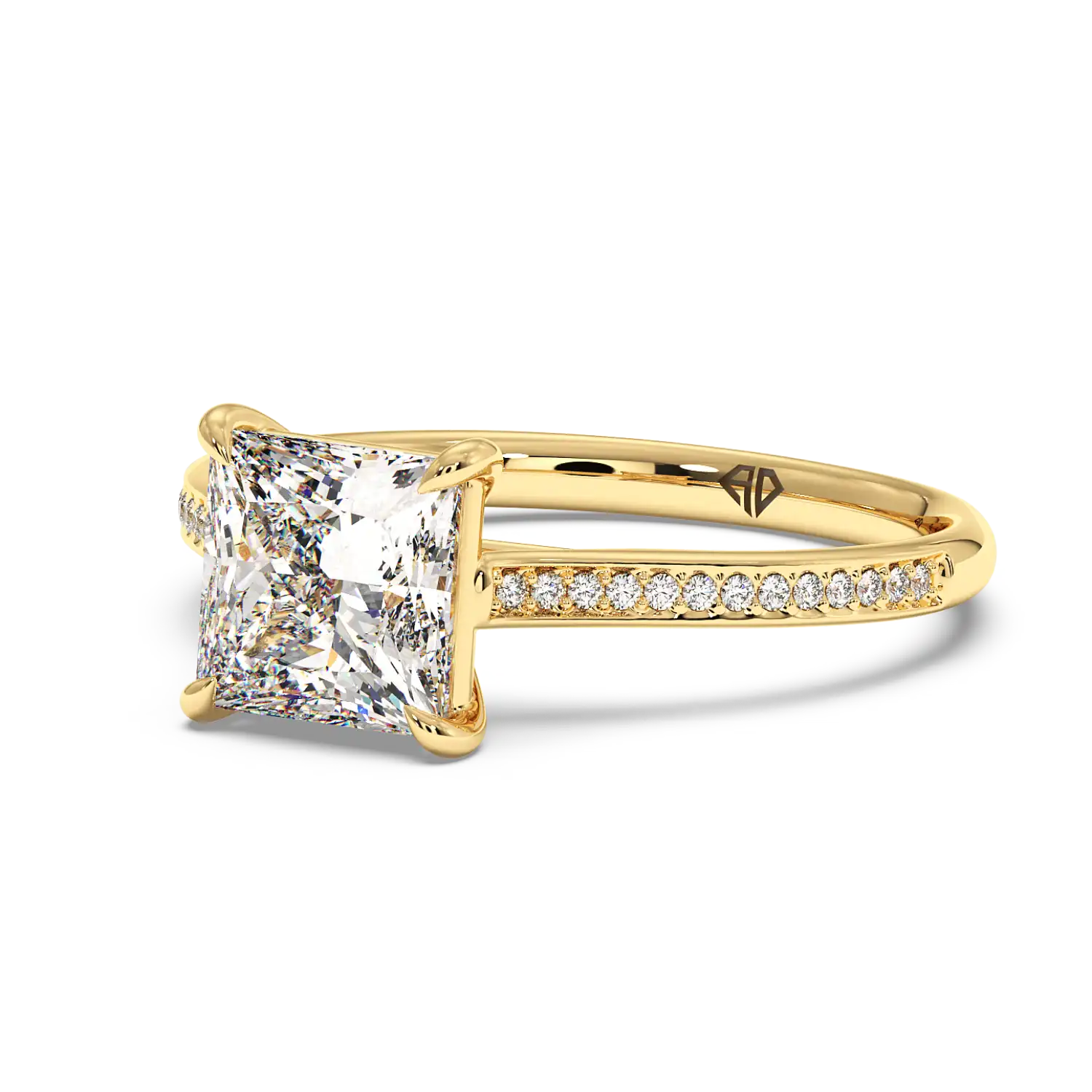 18K Yellow Gold Poppy Pave Engagement Ring