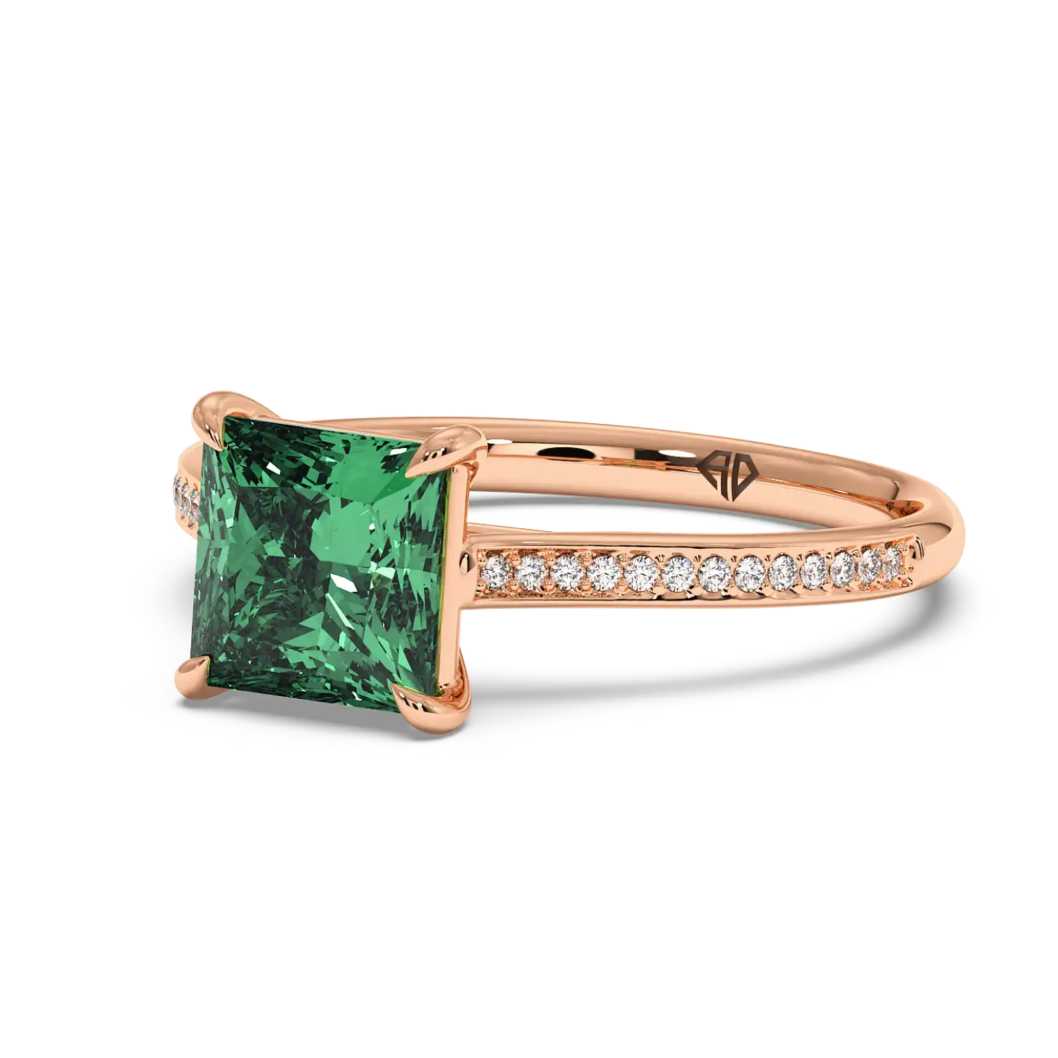 18K Rose Gold Poppy Pave Engagement Ring