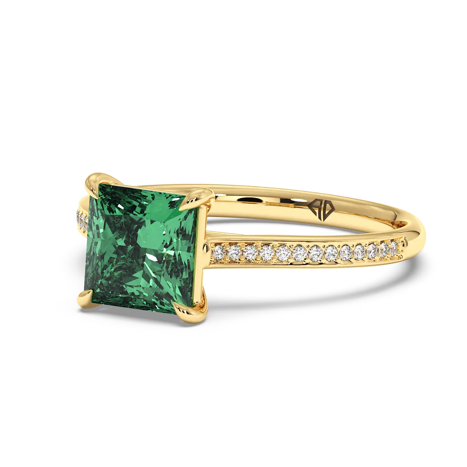 18K Yellow Gold Poppy Pave Engagement Ring