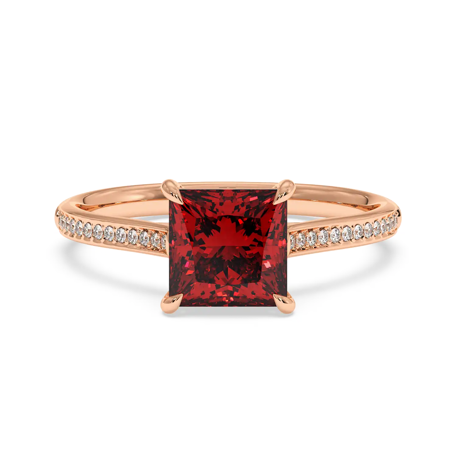 18K Rose Gold Poppy Pave Engagement Ring