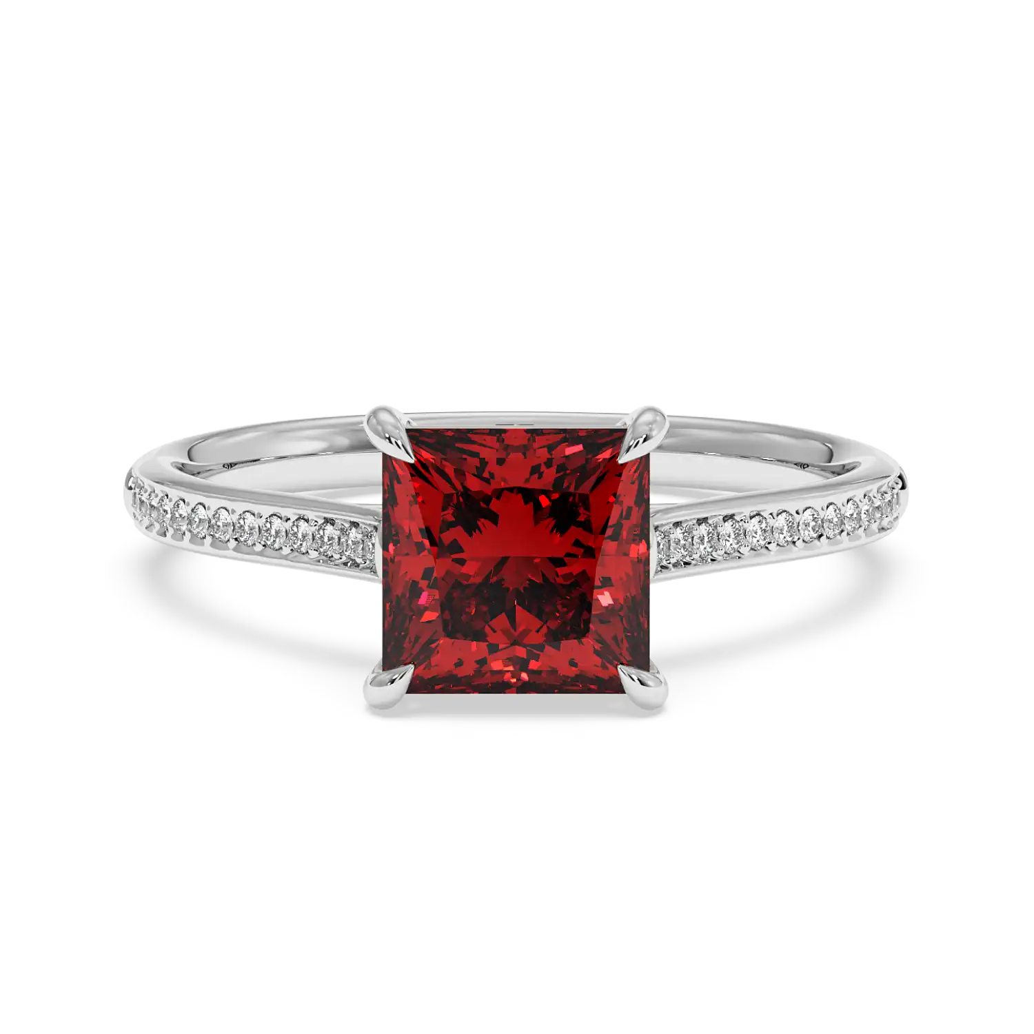 18K White Gold Poppy Pave Engagement Ring