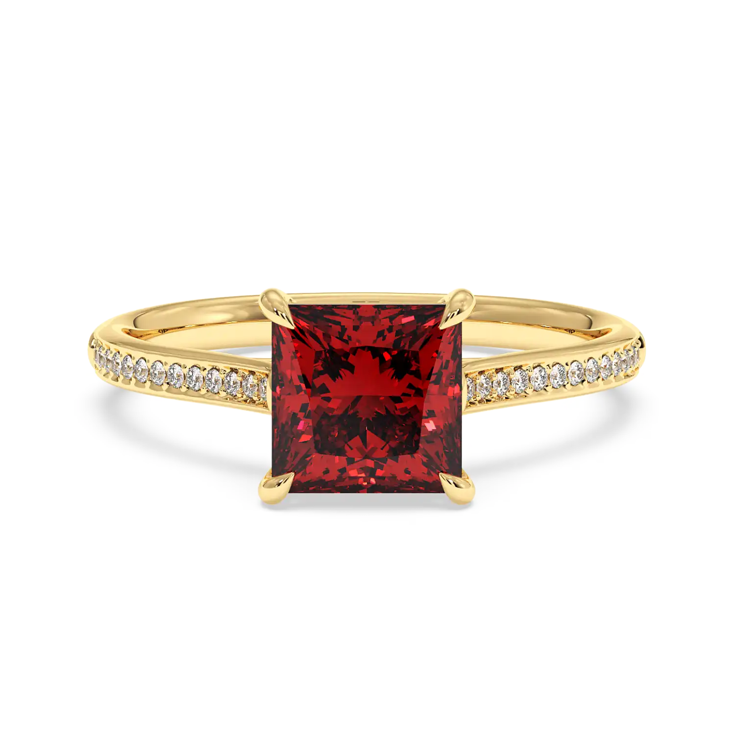 18K Yellow Gold Poppy Pave Engagement Ring