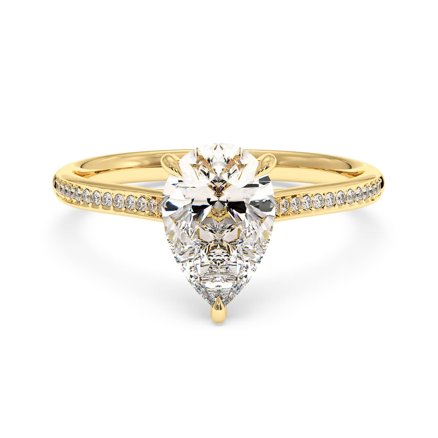18K Yellow Gold Poppy Pave Engagement Ring